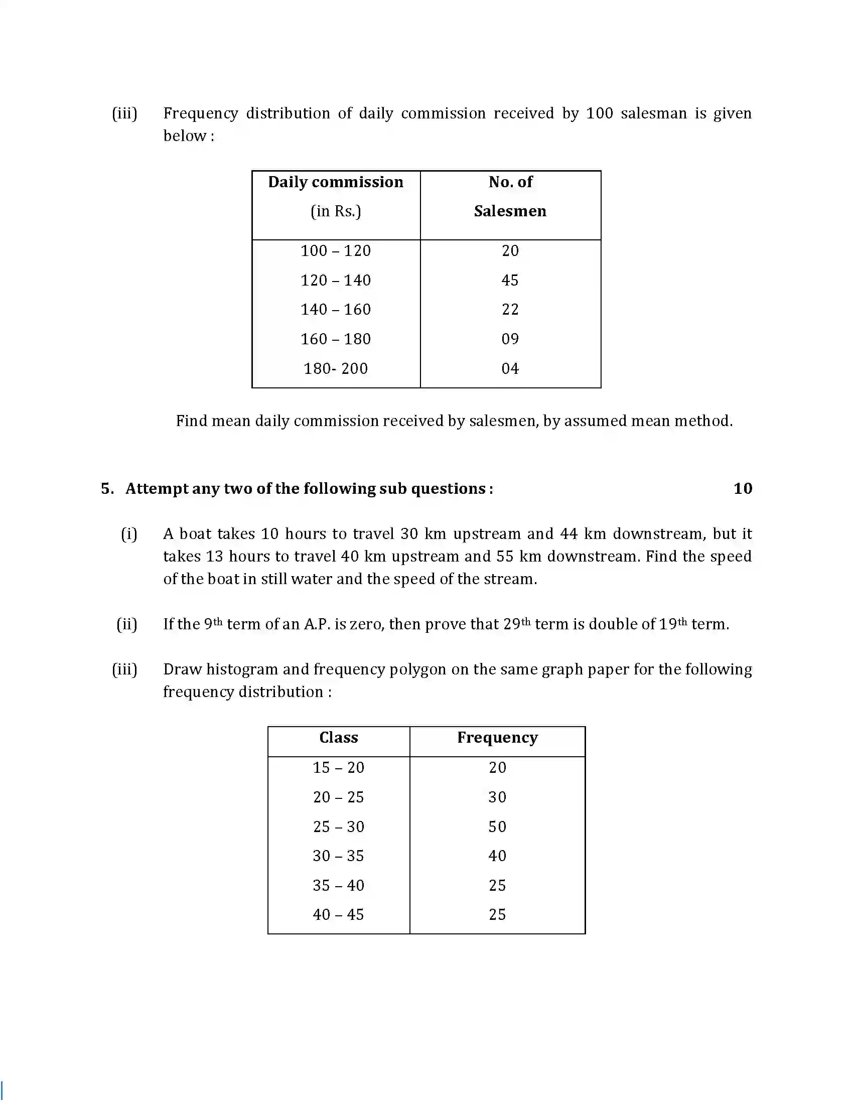 Maharashtra Board Class 10th 2018 Mathematics Algebra - 2018 Previous Year Paper 3