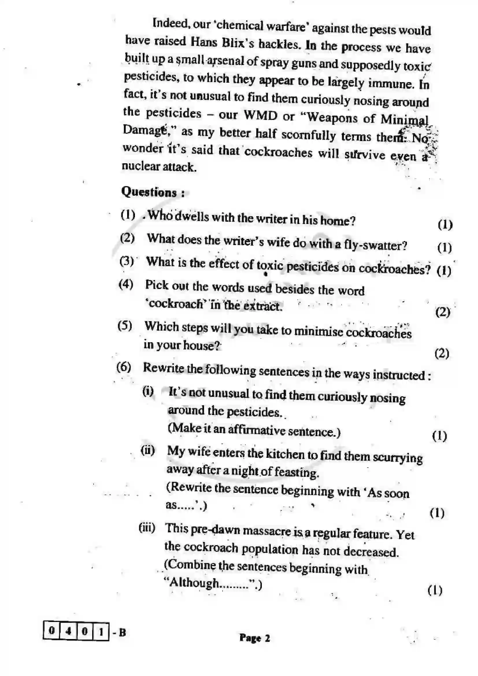 Maharashtra Board Class 12th 2012 English - March 2012 - Set-B Previous Year Paper 2