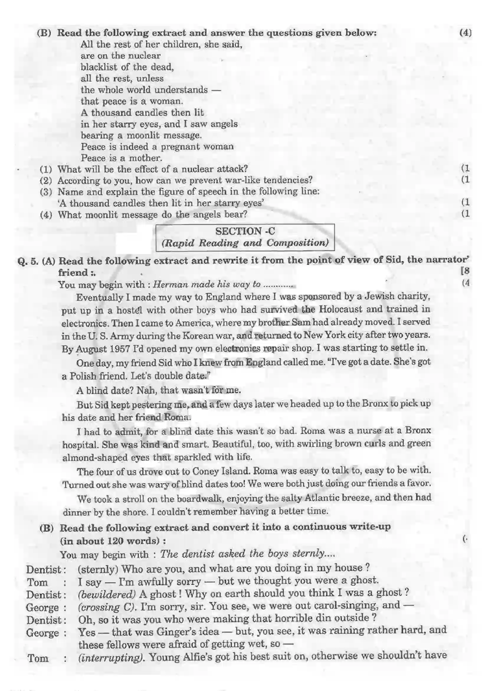 Maharashtra Board Class 12th 2014 English - Oct 2014 - Set-A Previous Year Paper 4