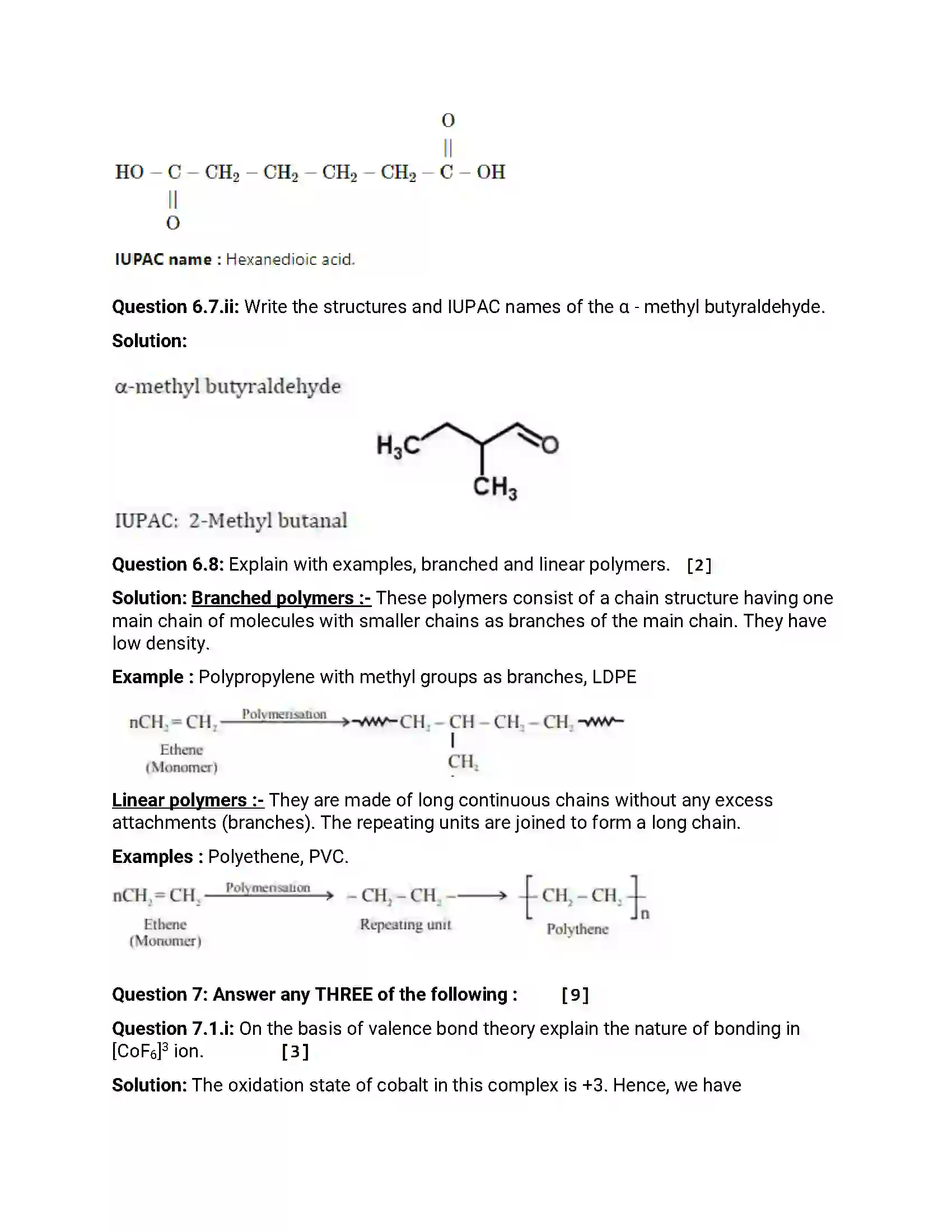 Maharashtra Board Class 12th 2015 Chemistry - March 2015 Previous Year Paper 18