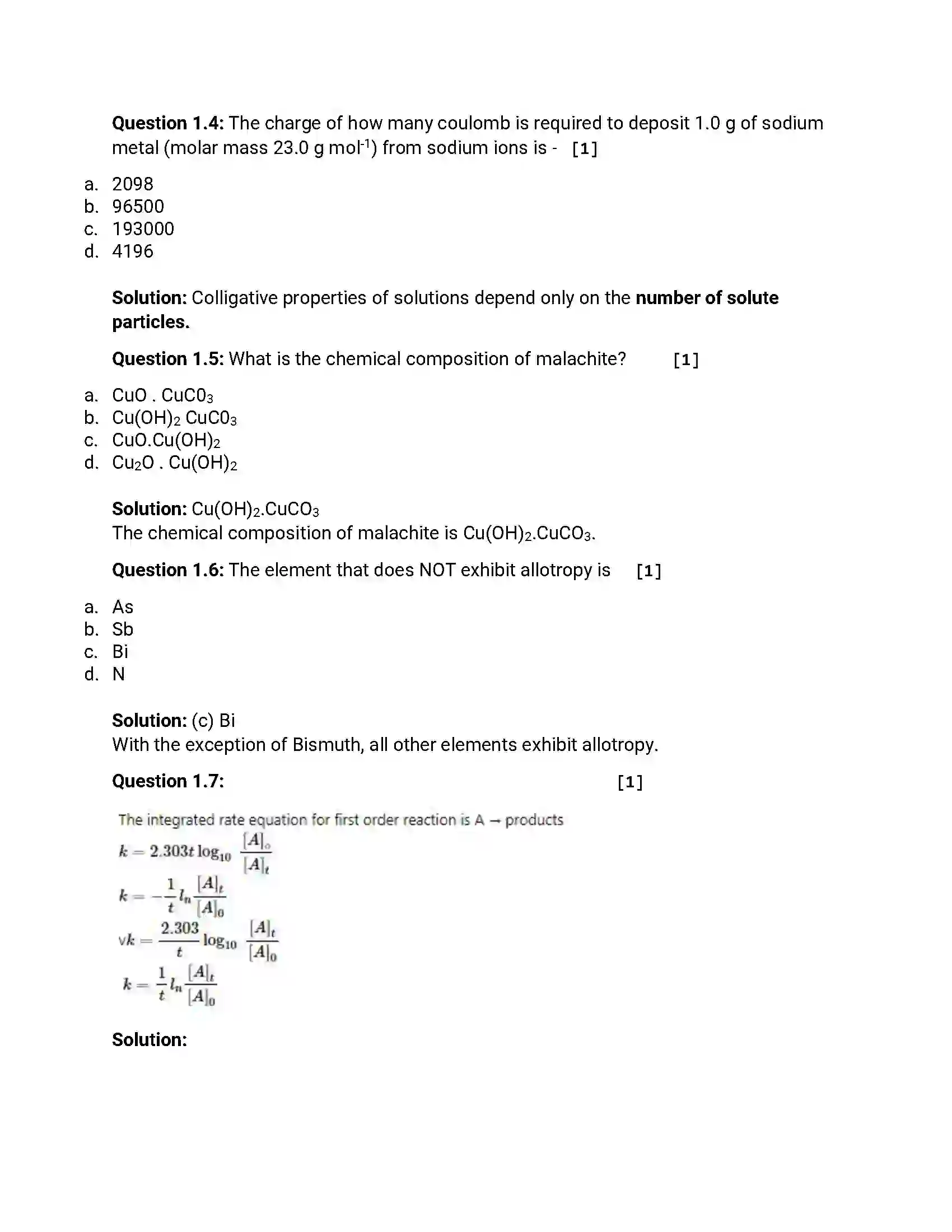 Maharashtra Board Class 12th 2015 Chemistry - March 2015 Previous Year Paper 2