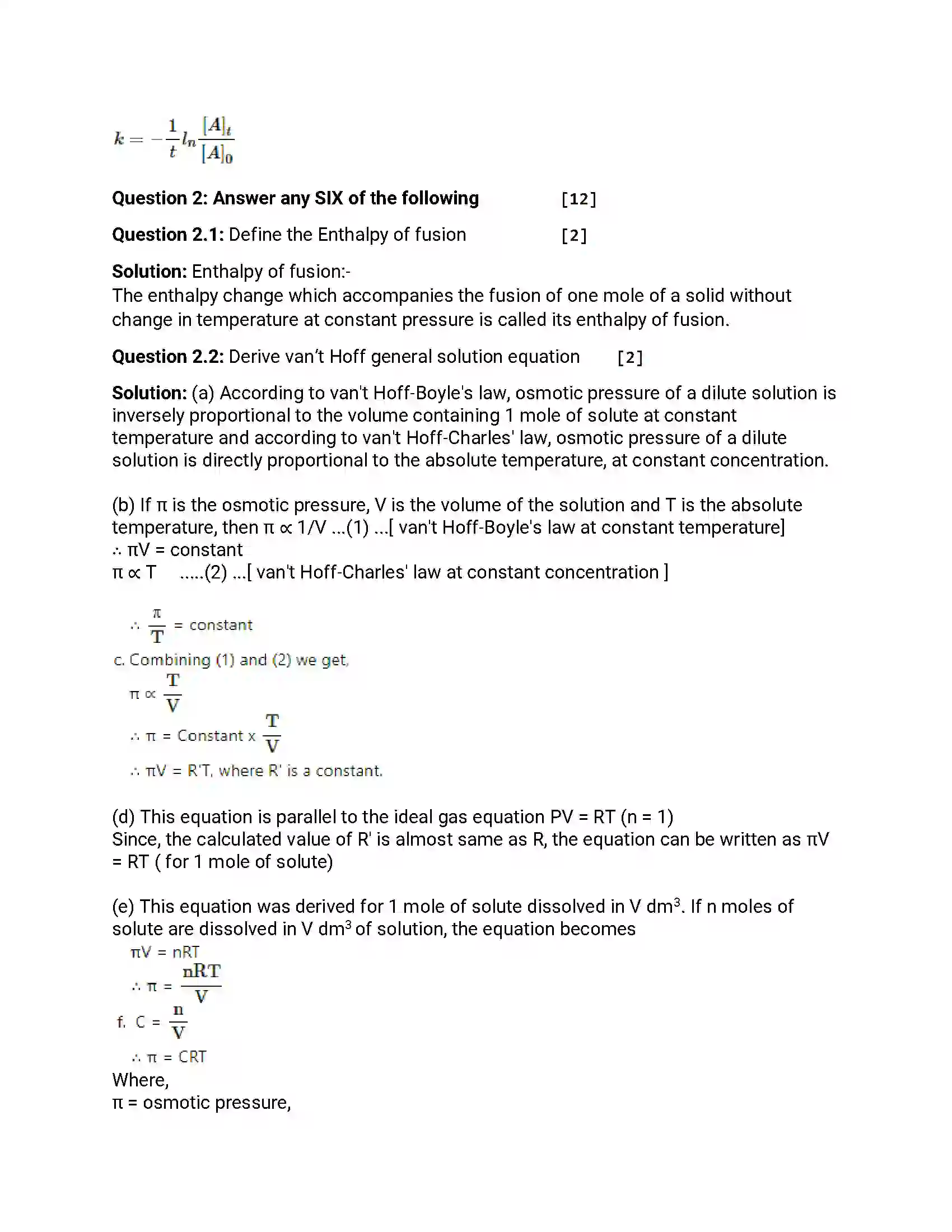 Maharashtra Board Class 12th 2015 Chemistry - March 2015 Previous Year Paper 3