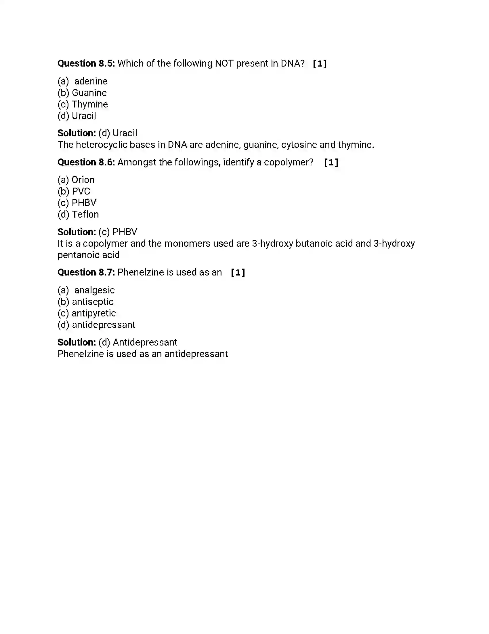Maharashtra Board Class 12th 2016 Chemistry - March 2016 Previous Year Paper 22
