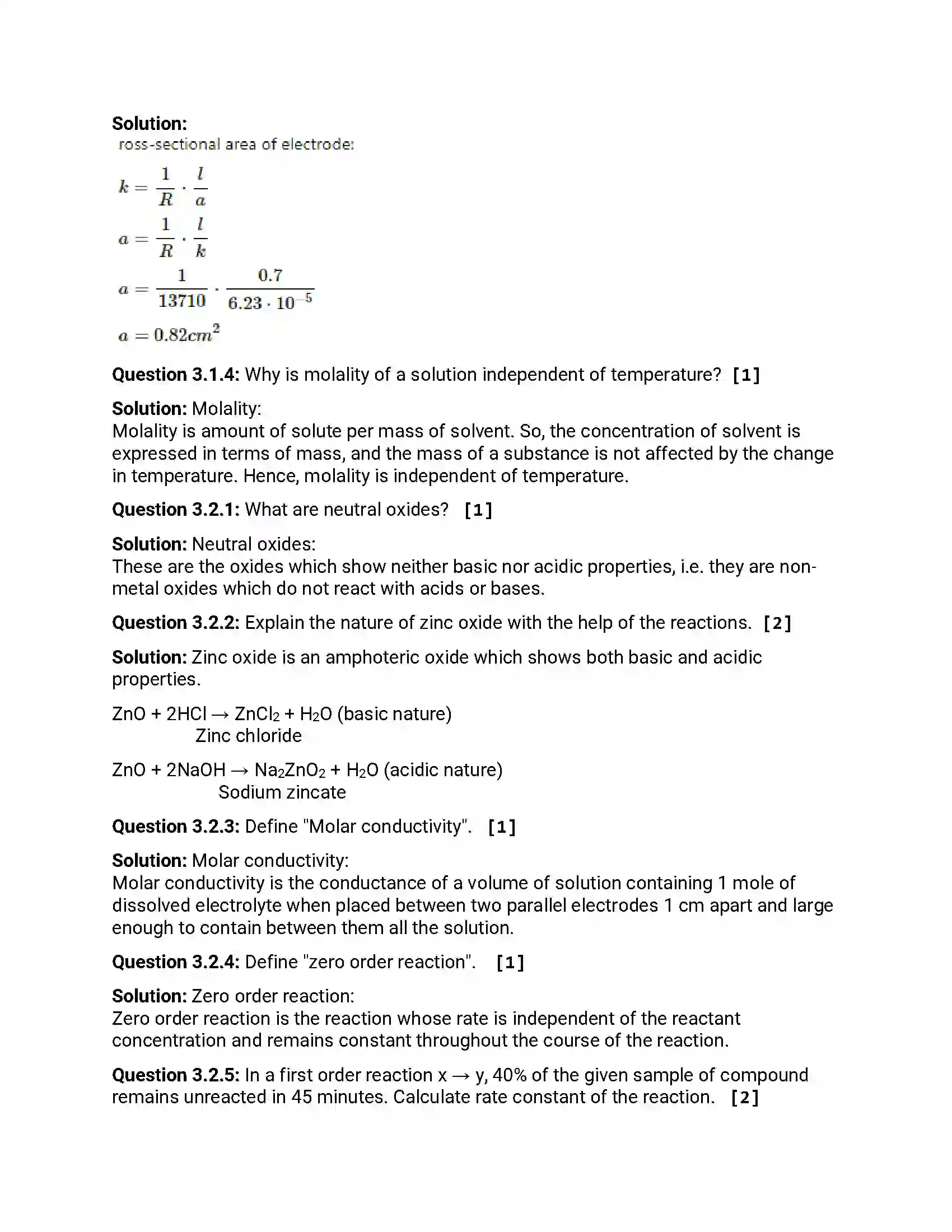 Maharashtra Board Class 12th 2016 Chemistry - March 2016 Previous Year Paper 9
