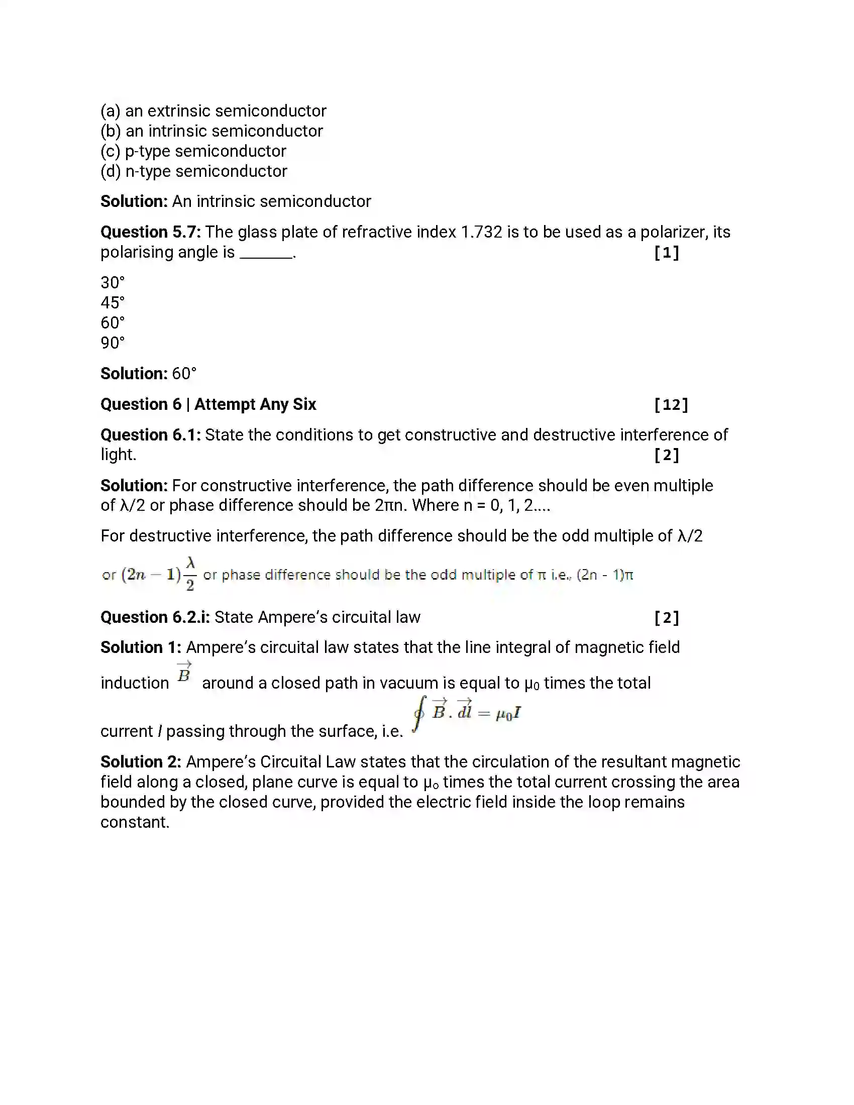 Maharashtra Board Class 12th 2018 Physics March - 2018 Previous Year Paper 17