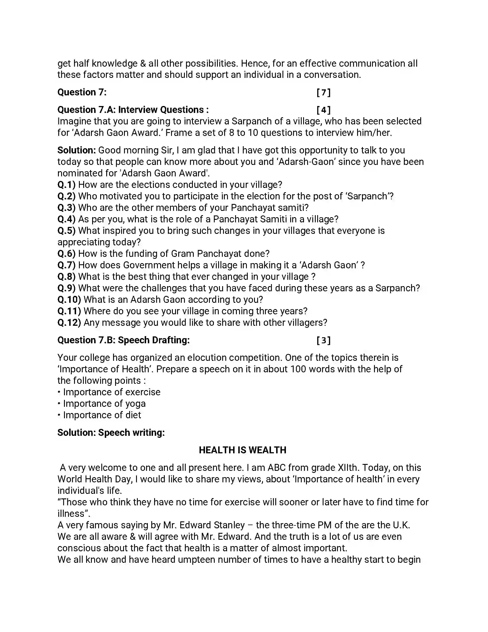 Maharashtra Board Class 12th 2019 English - Feb 2019 - Set-A Previous Year Paper 20