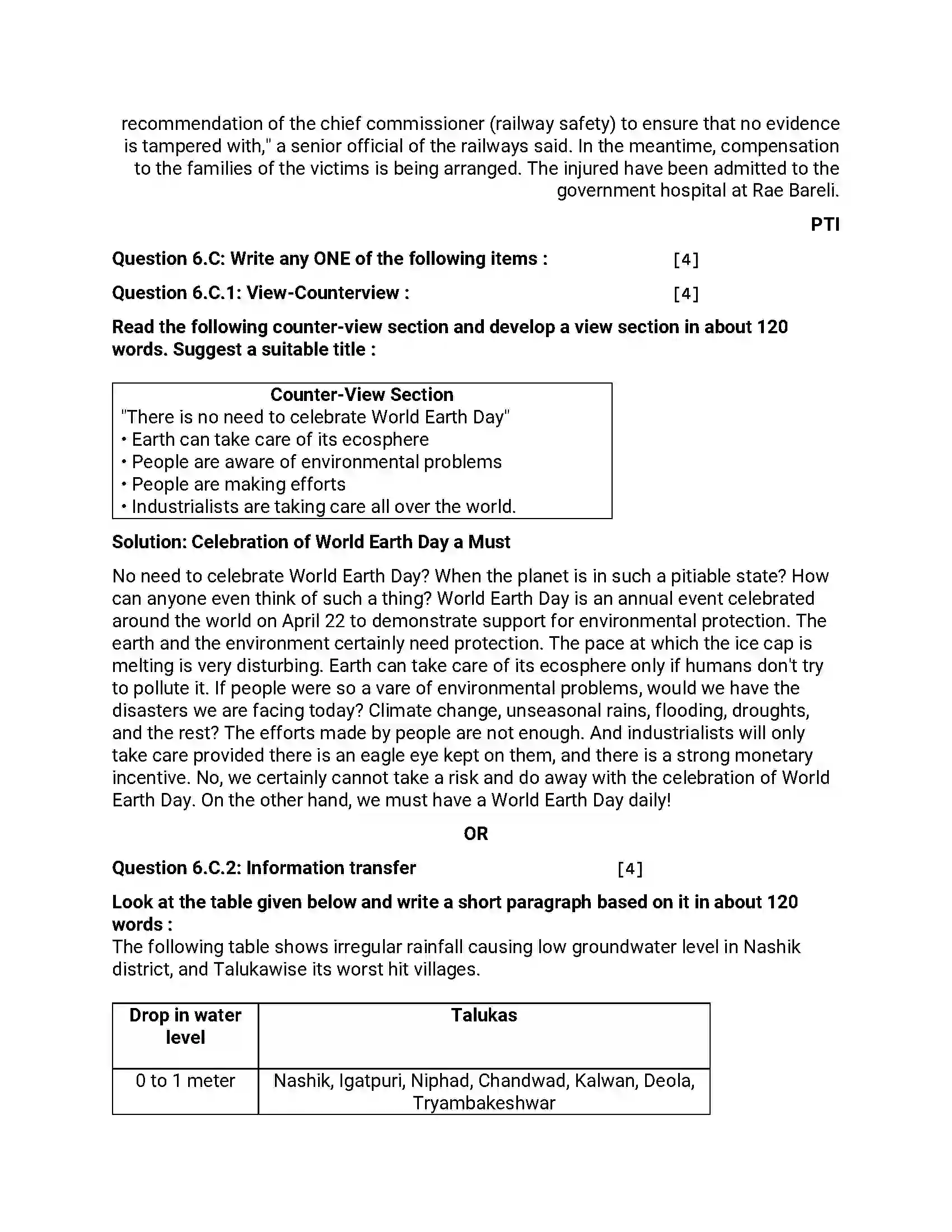 Maharashtra Board Class 12th 2019 English - Jul 2019 - Set-A Previous Year Paper 19