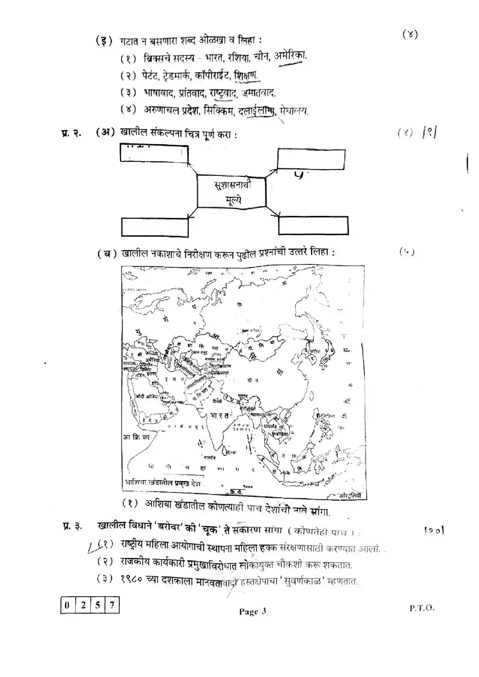 Maharashtra Board Class 12th 2023 Political Science Previous Year Paper 3