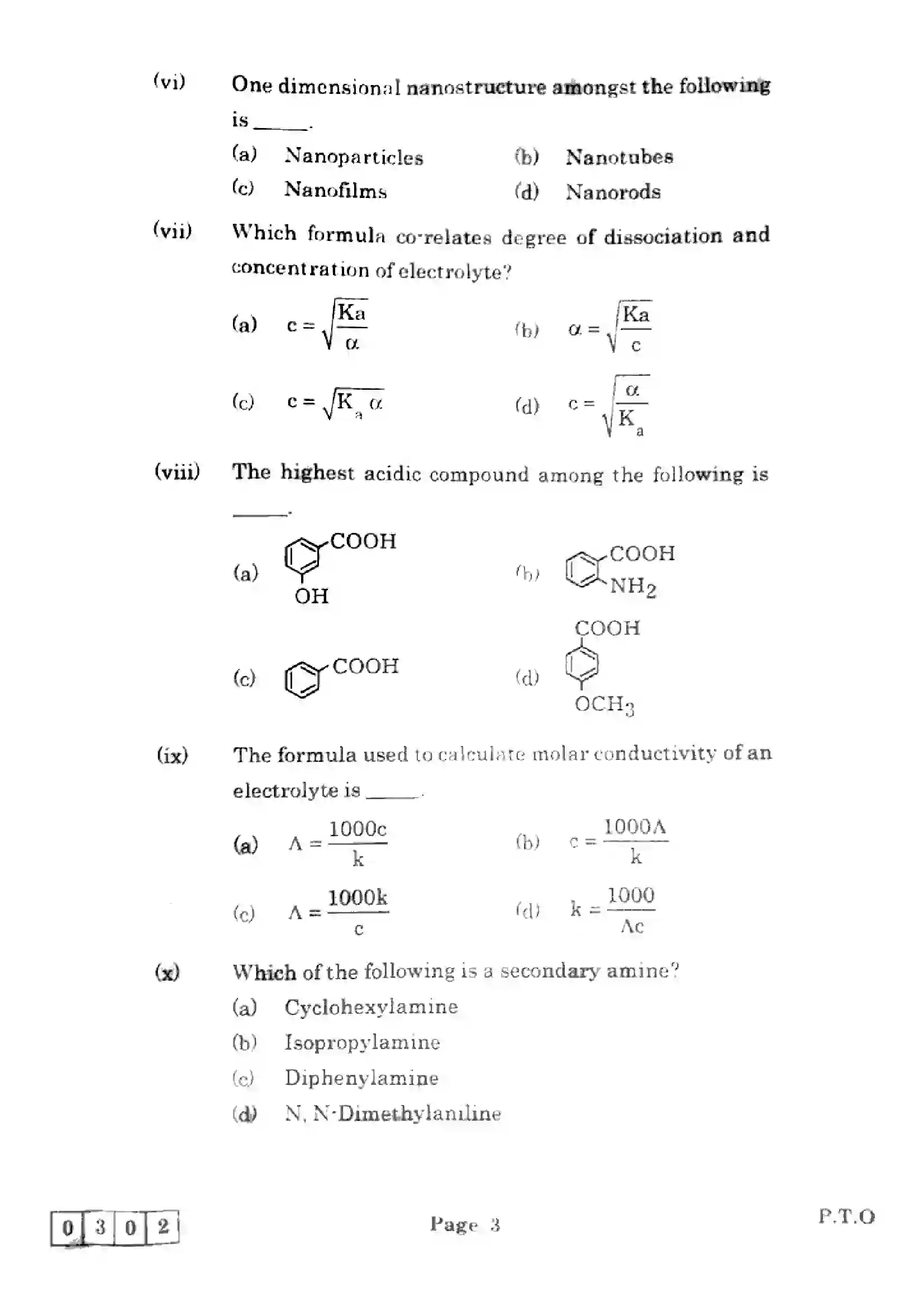 Maharashtra Board Class 12th 2025 Chemistry - J-302 Previous Year Paper 3