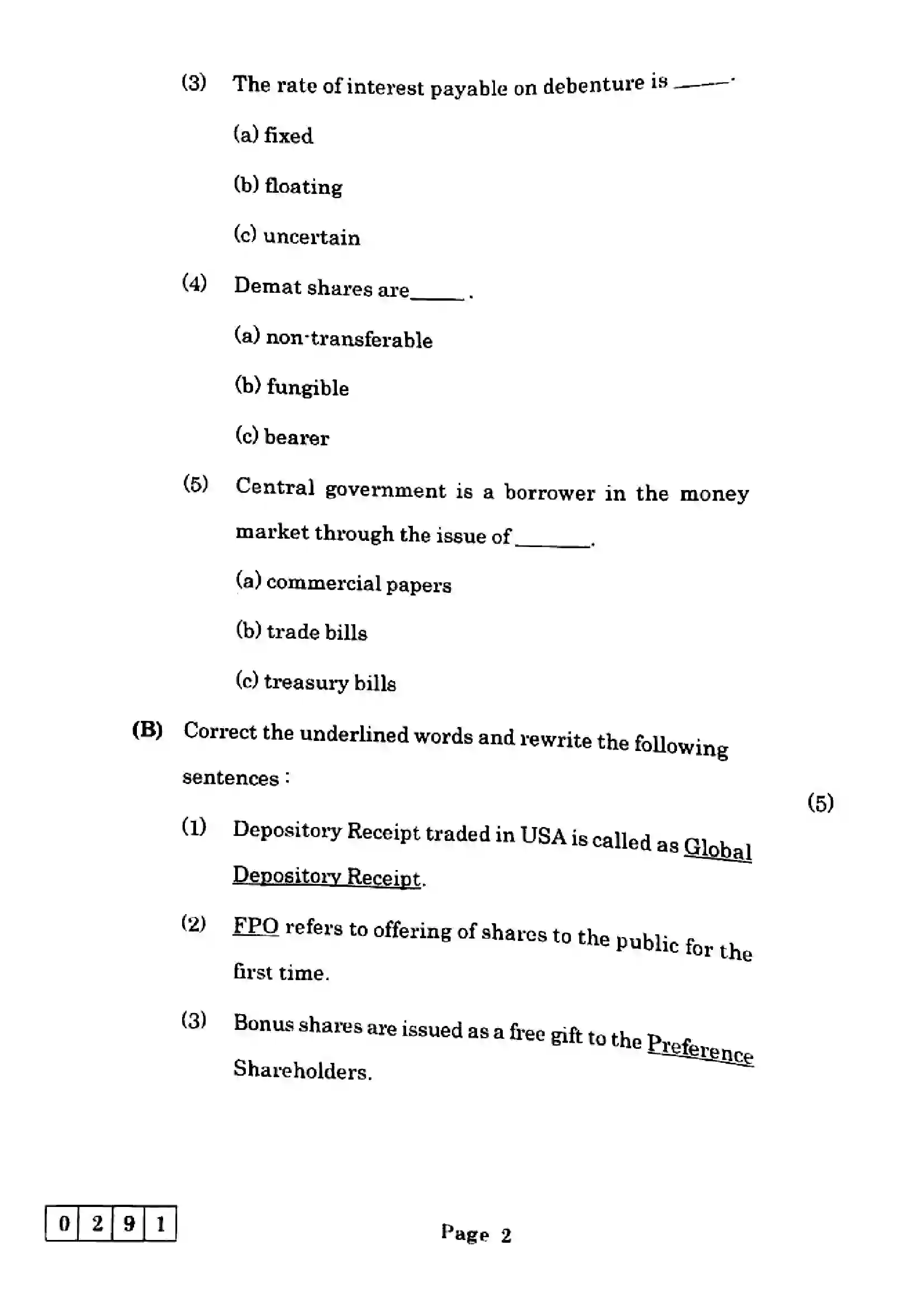 Maharashtra Board Class 12th 2025 Secretarial Practice - J-291 Previous Year Paper 2