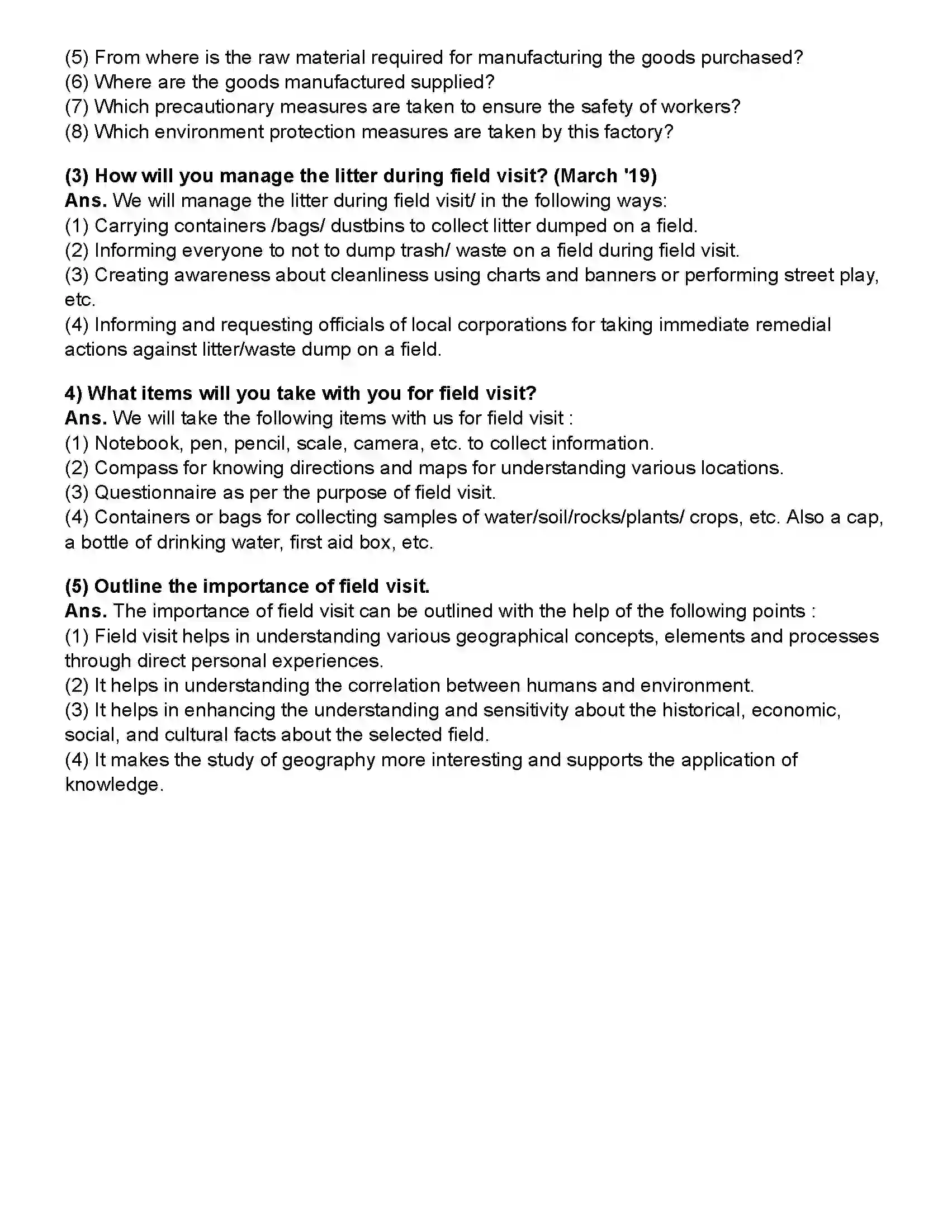 Maharashtra Board Class 10th Geography Field Visit Revision Note 2