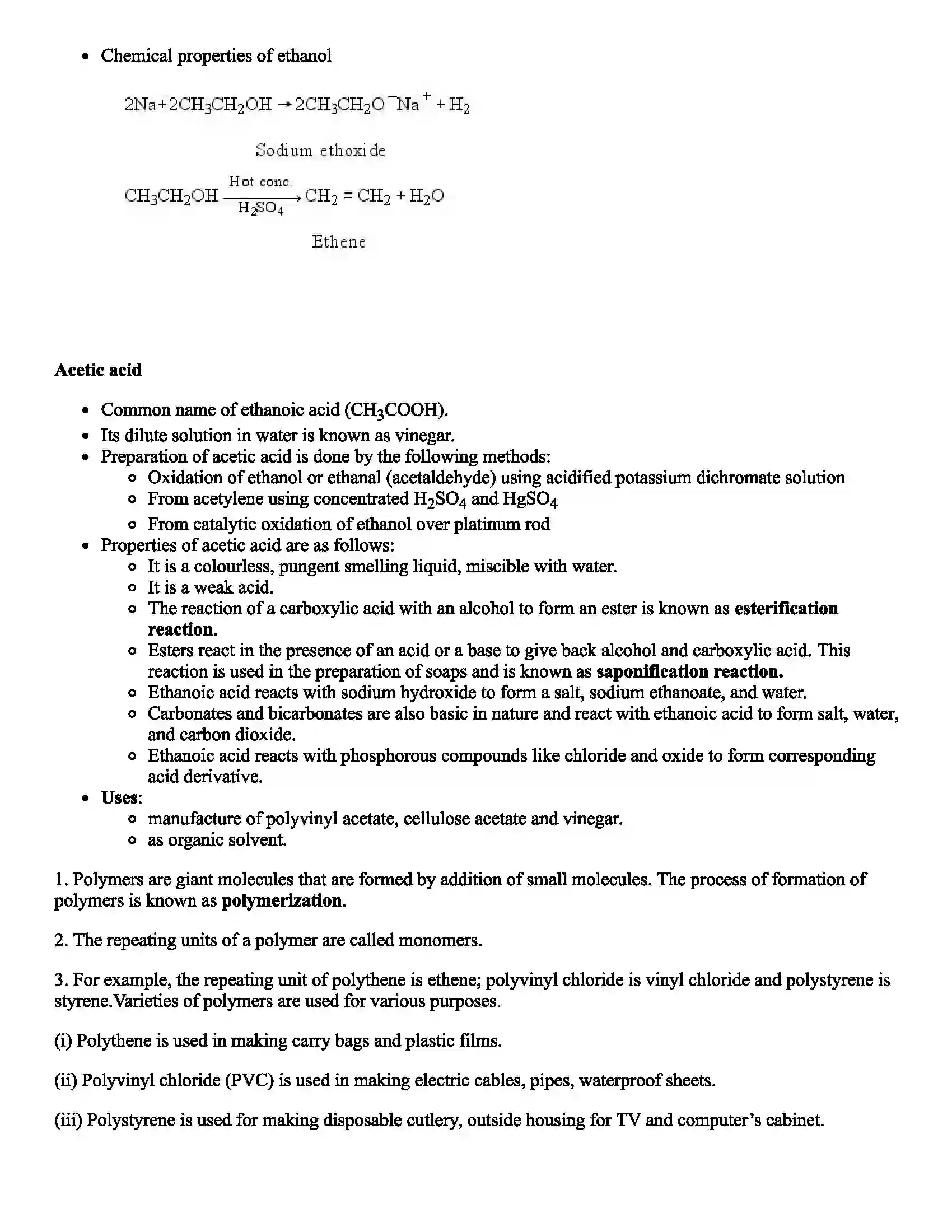 Maharashtra Board Class 10th Science Carbon Compounds Revision Note 6