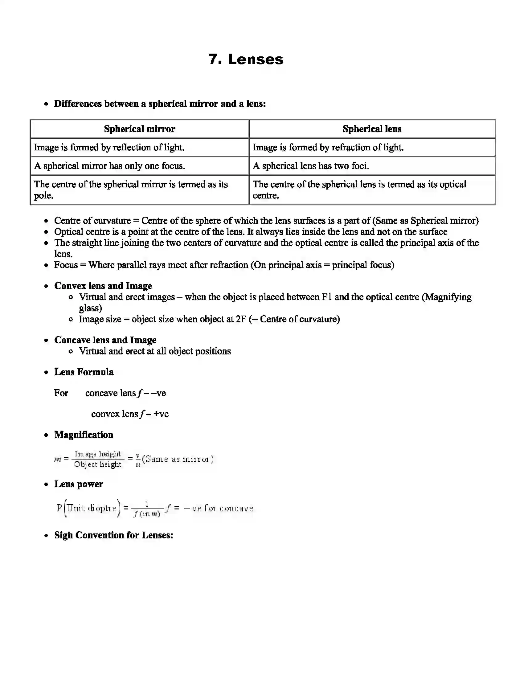 Maharashtra Board Class 10th Science Lenses Revision Note 1