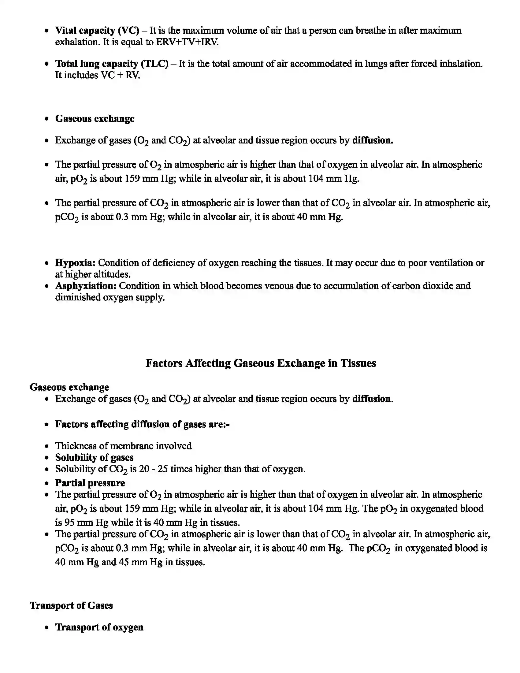 Maharashtra Board Class 11th Biology Human Respiration Revision Note 3