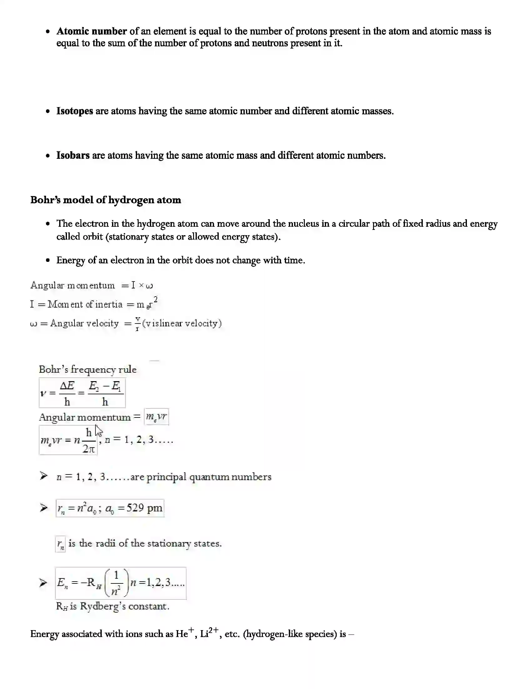 Maharashtra Board Class 11th Chemistry Structure of Atom Revision Note 2