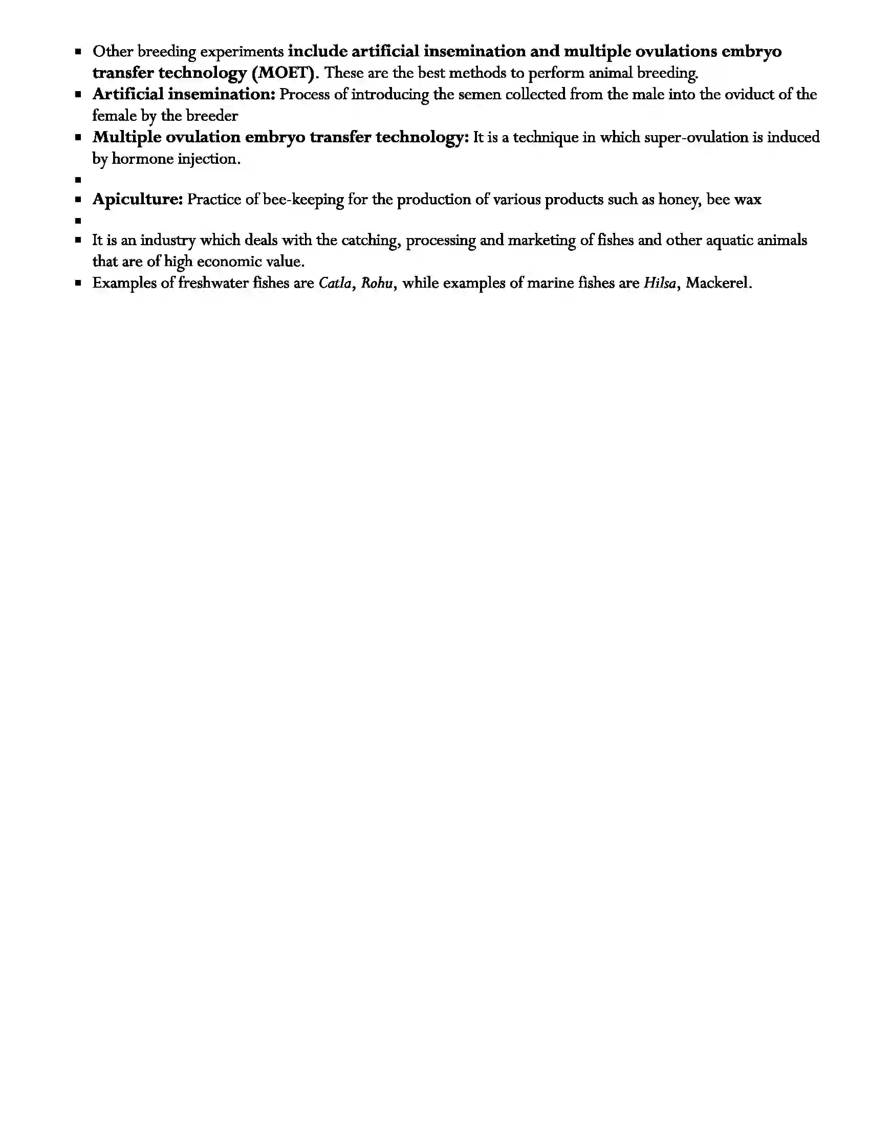 Maharashtra Board Class 12th Biology Animal Husbandry Revision Note 2