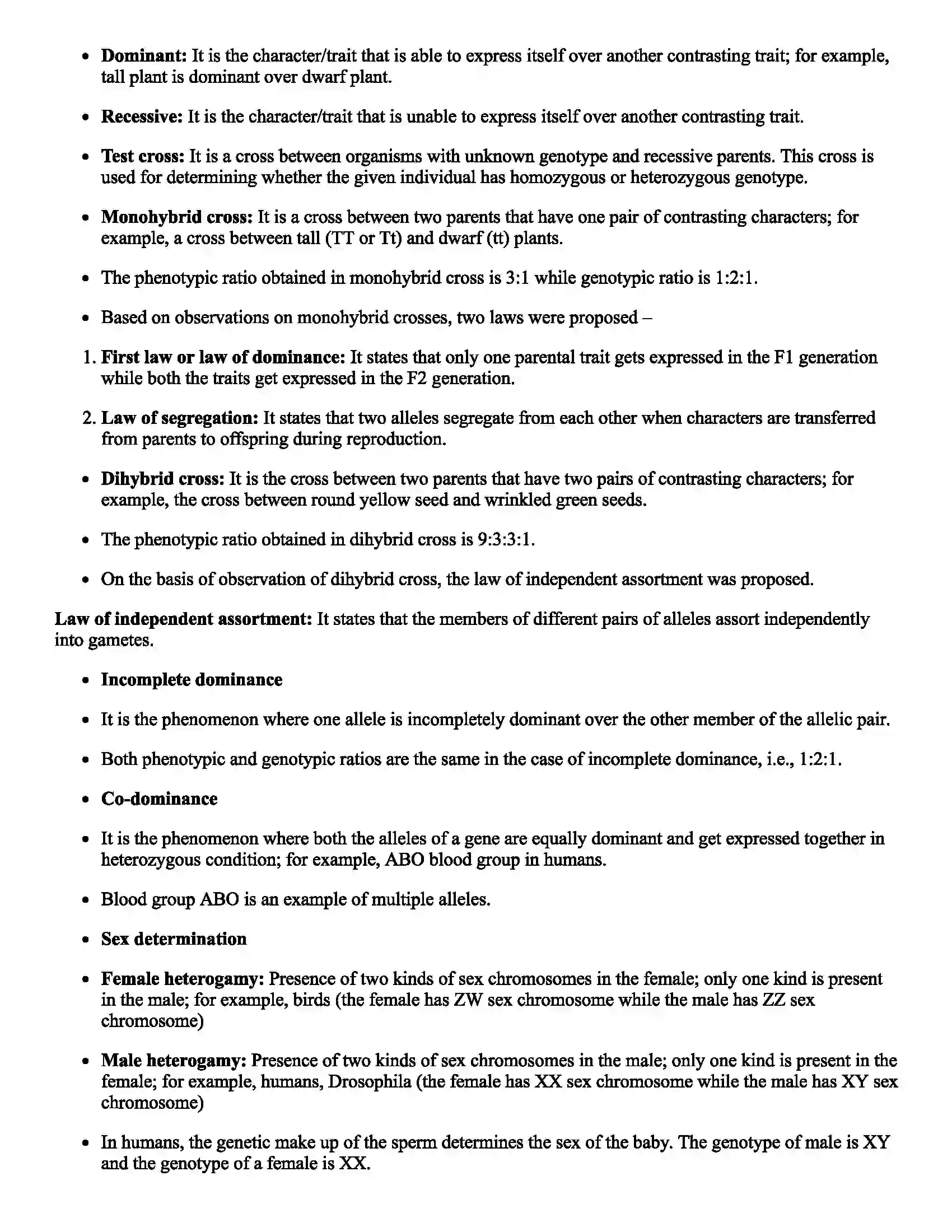 Maharashtra Board Class 12th Biology Genetic Basis of Inheritance Revision Note 2