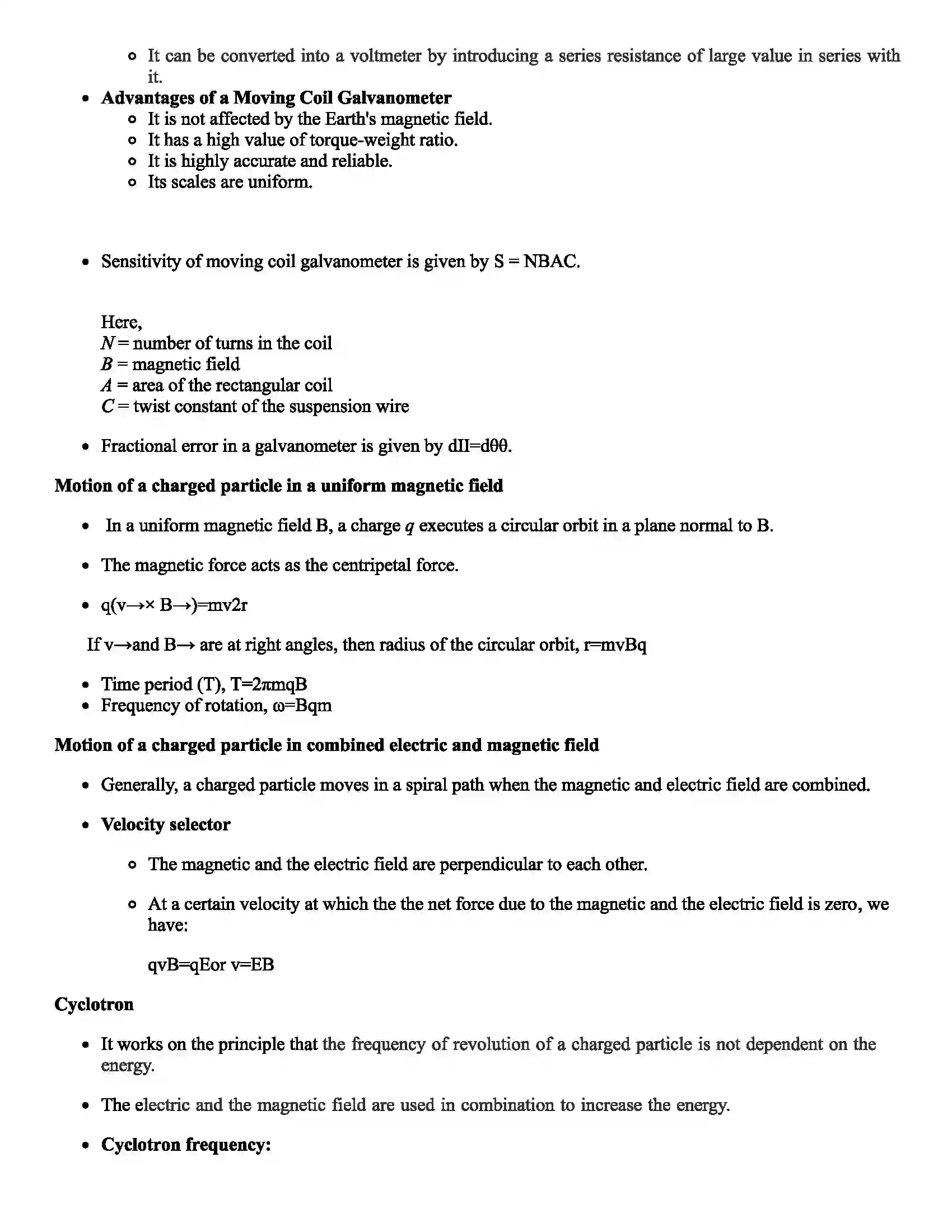 Maharashtra Board Class 12th Physics Magnetic Effects of Electriuc Current Revision Note 2