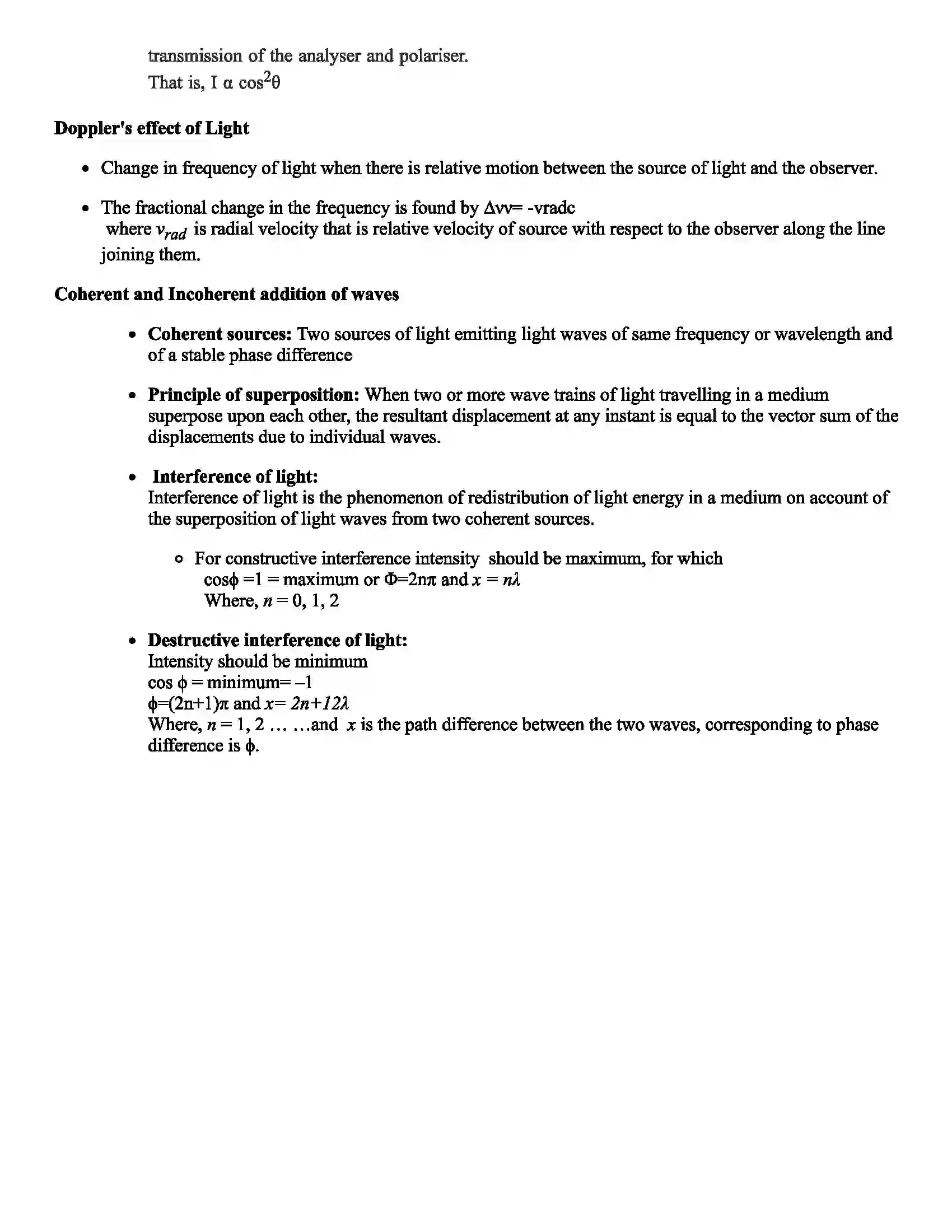 Maharashtra Board Class 12th Physics Wave Theory of Light Revision Note 2