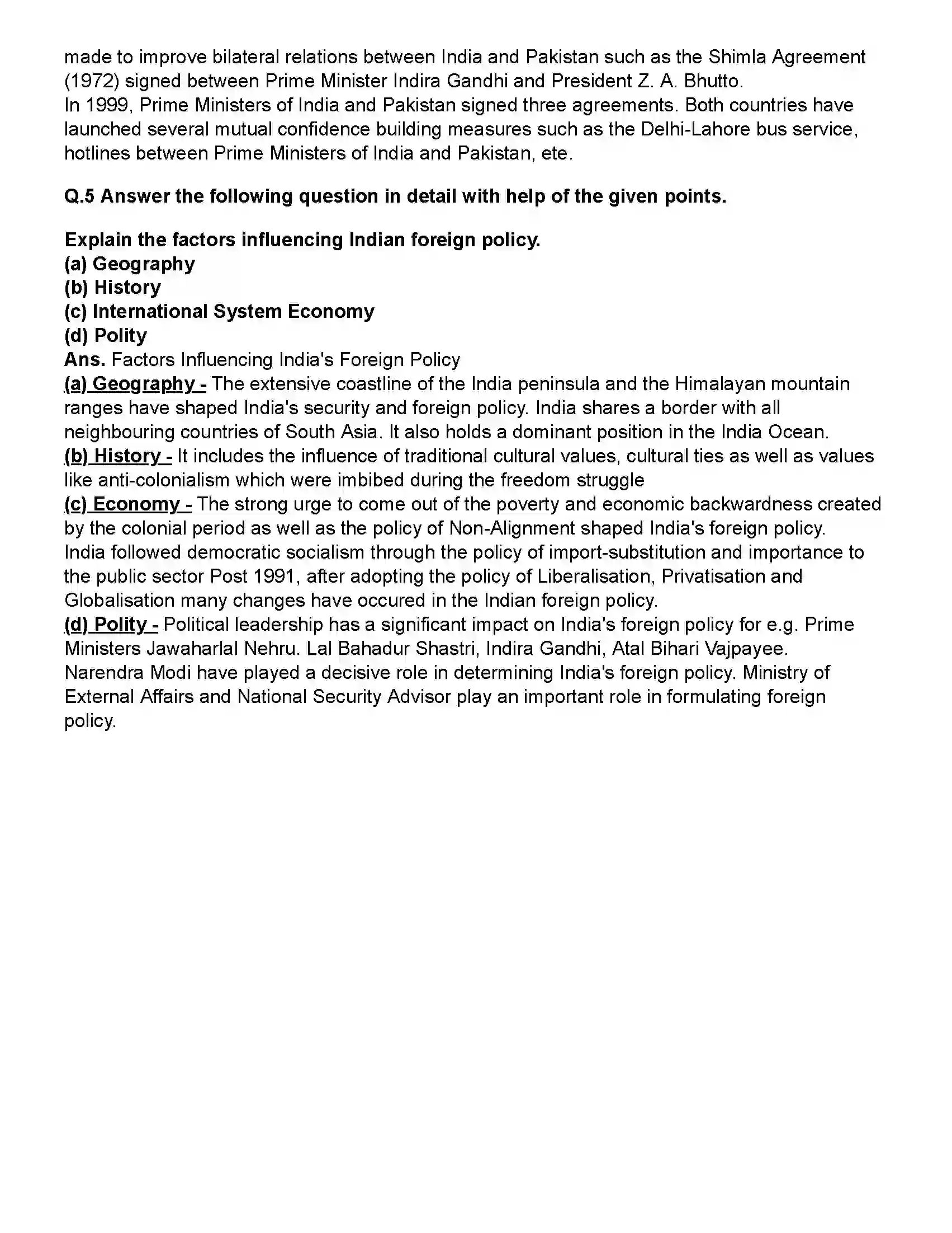 Maharashtra Board Class 12th Political Science India and the world Revision Note 3