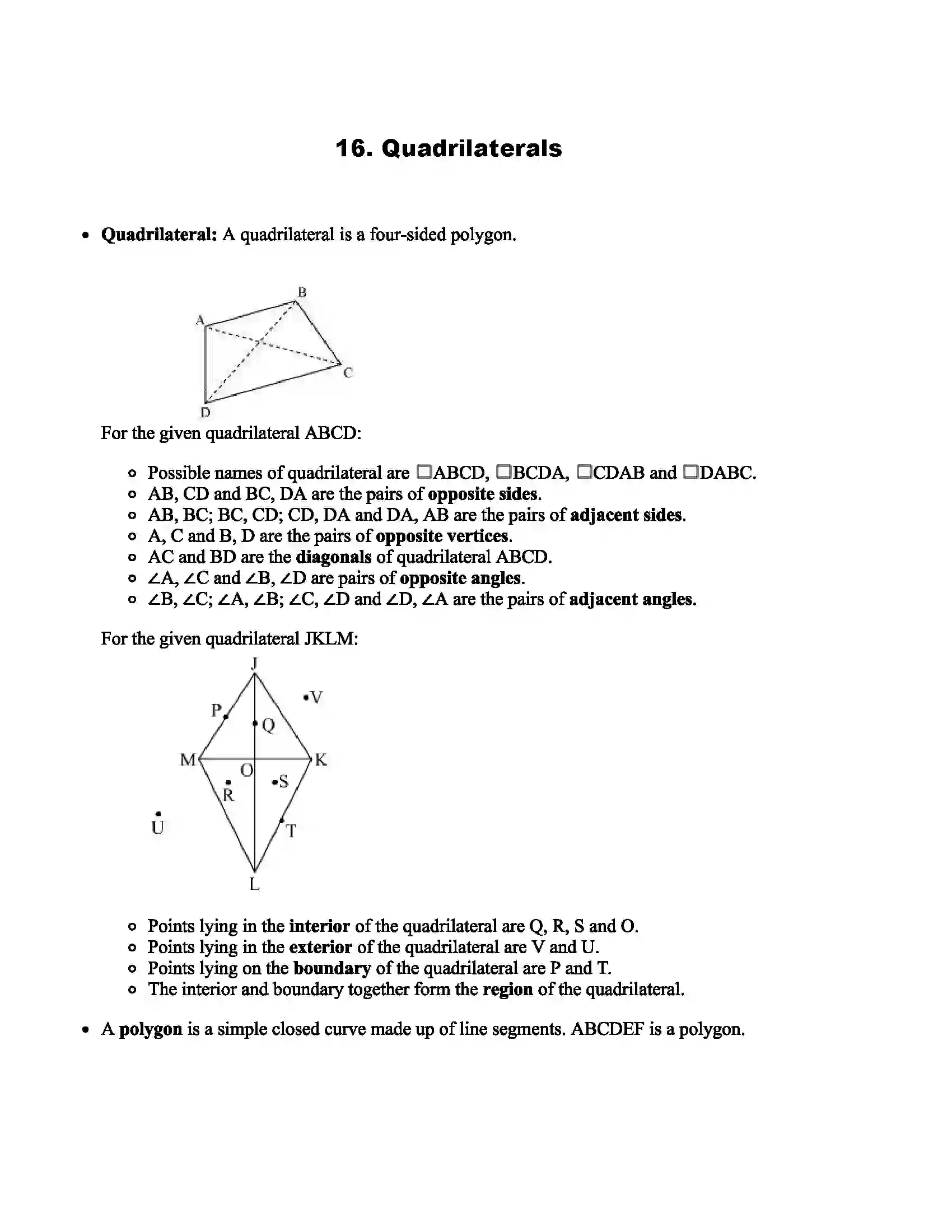 Maharashtra Board Class 6th Mathematics Quadrilaterals Revision Note 1