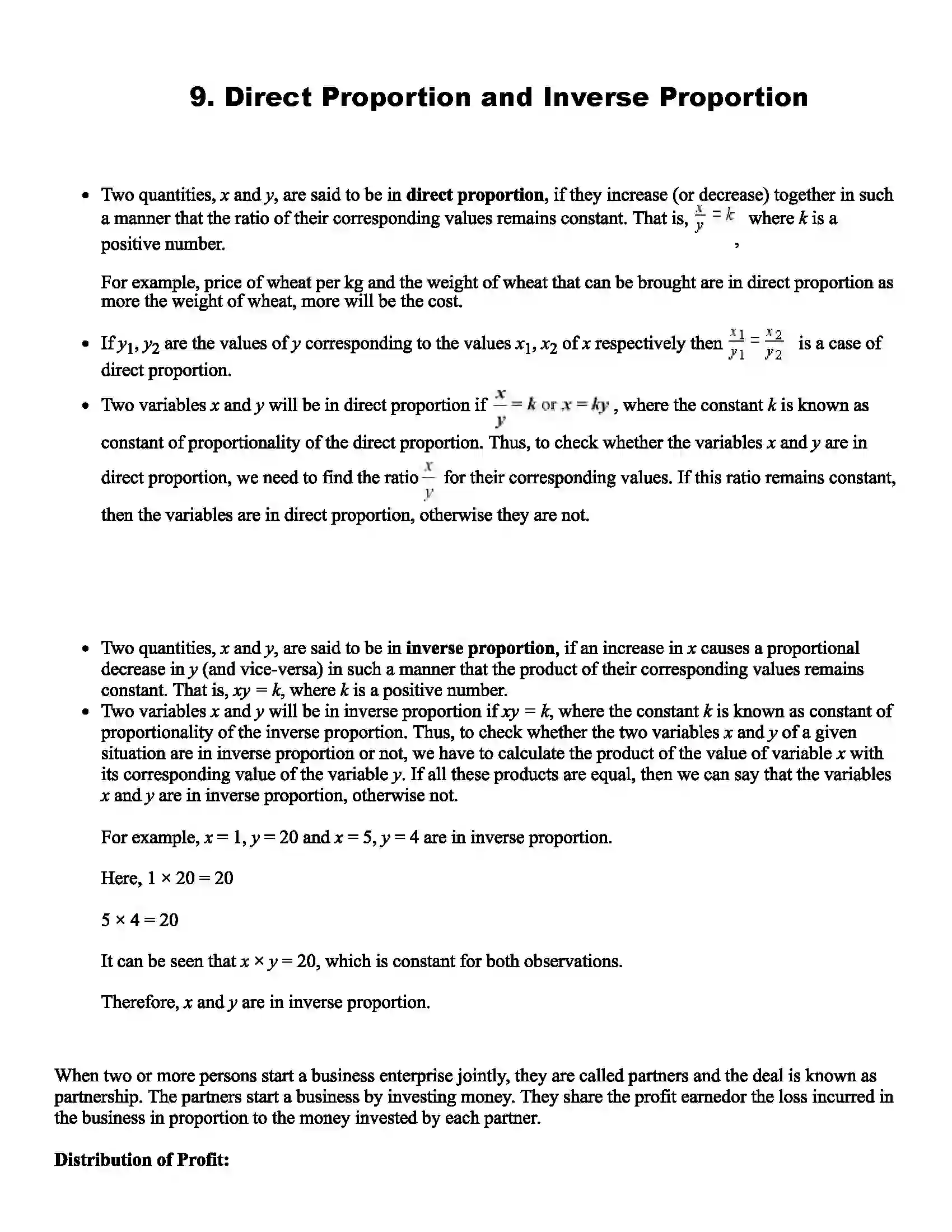 Maharashtra Board Class 7th Mathematics Direct Proportion and Inverse Proportion Revision Note 1