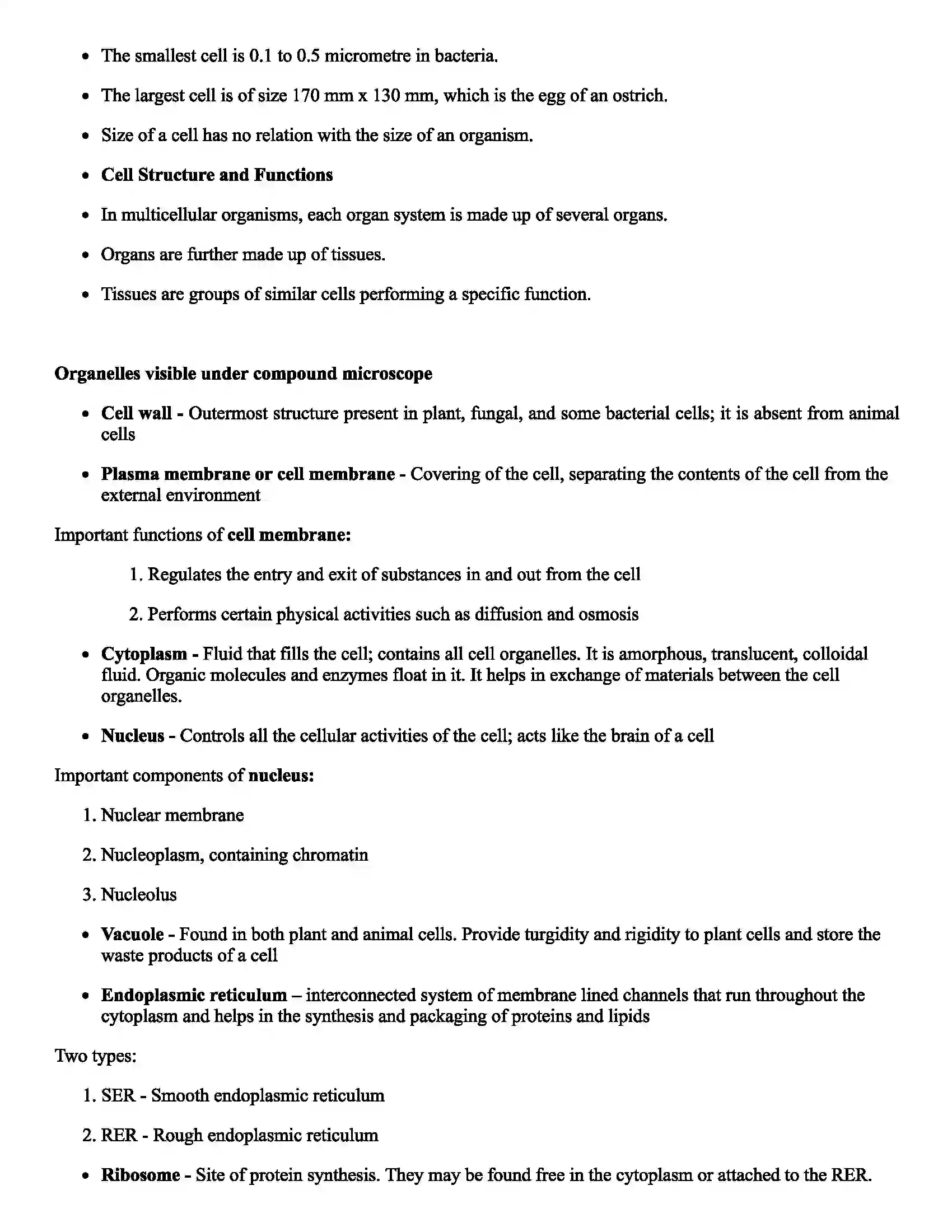 Maharashtra Board Class 7th Science Cell Structure and Micro-organisms Revision Note 2