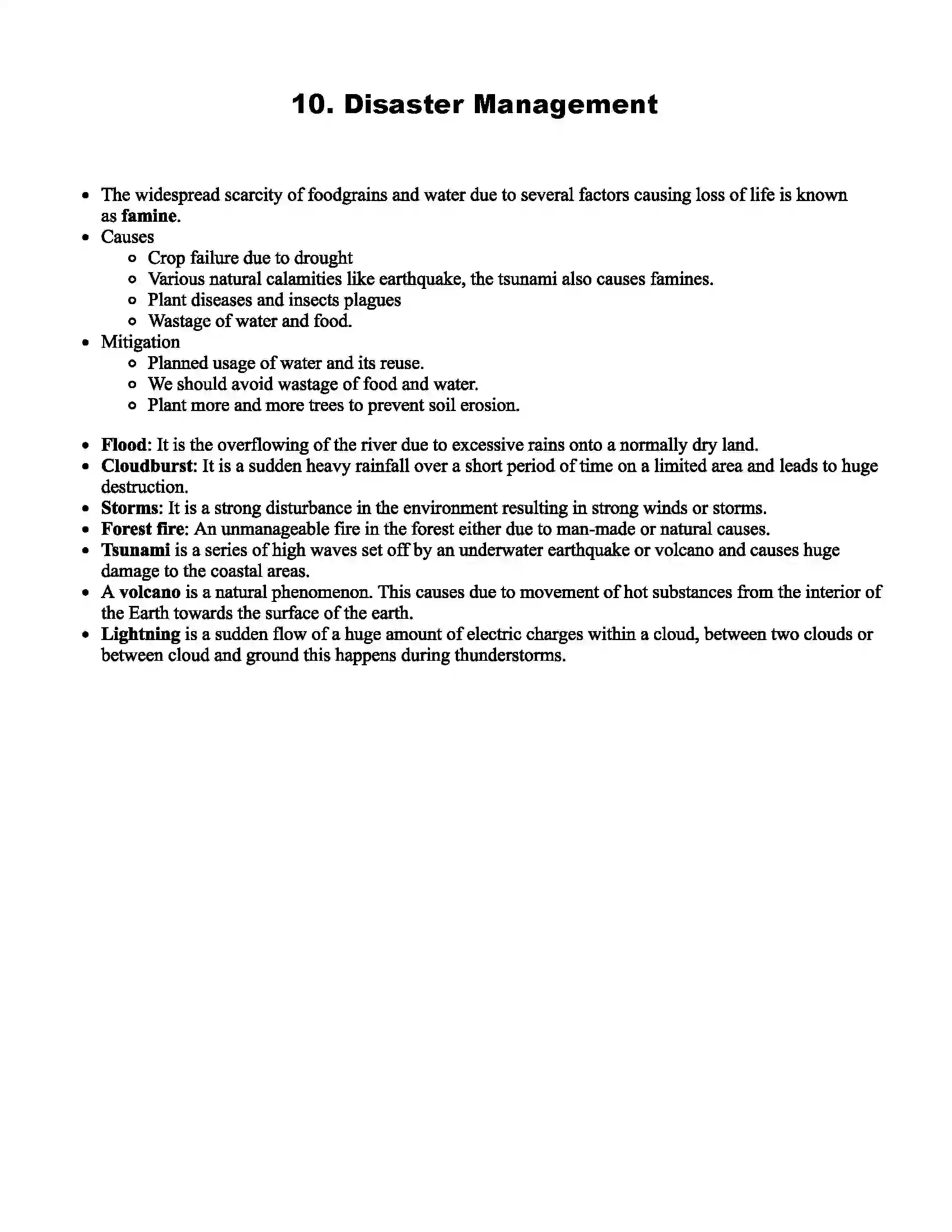 Maharashtra Board Class 7th Science Disaster Management Revision Note 1