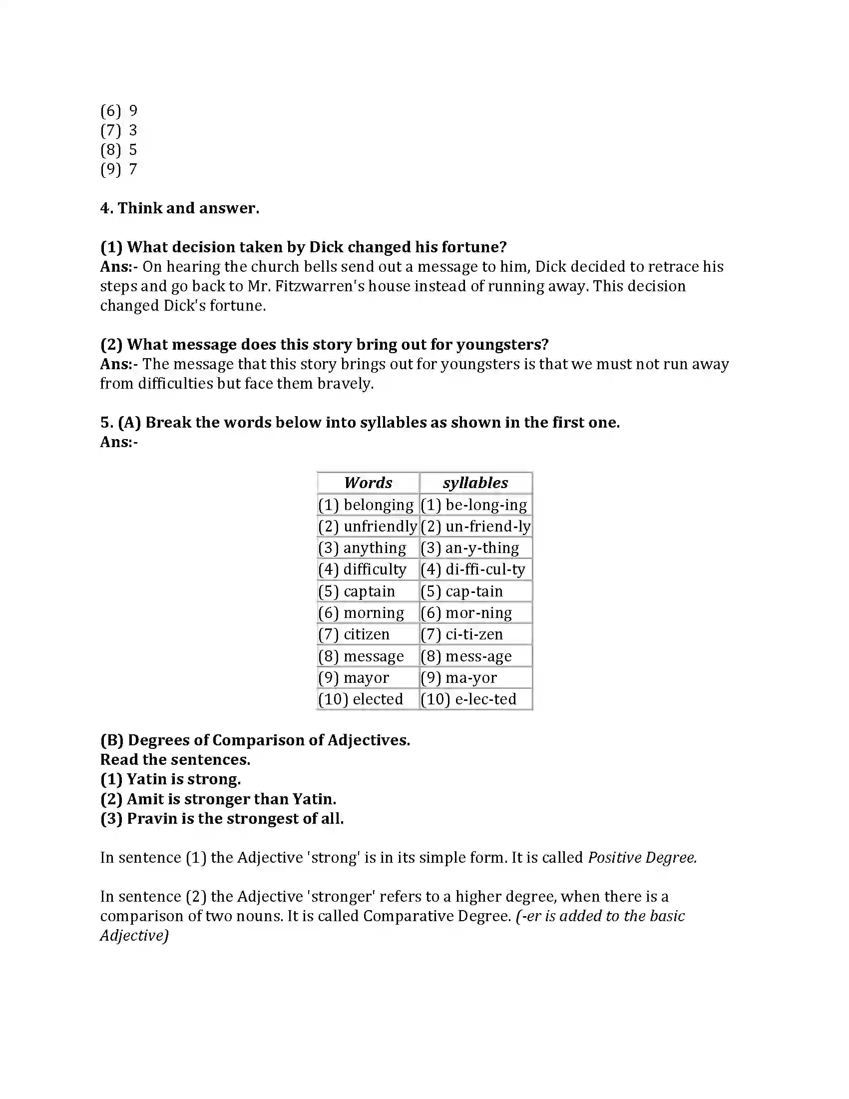 Maharashtra Board Class 8th English Bal Bharti 1.2 Dick Whittington and His Cat. Revision Note 4