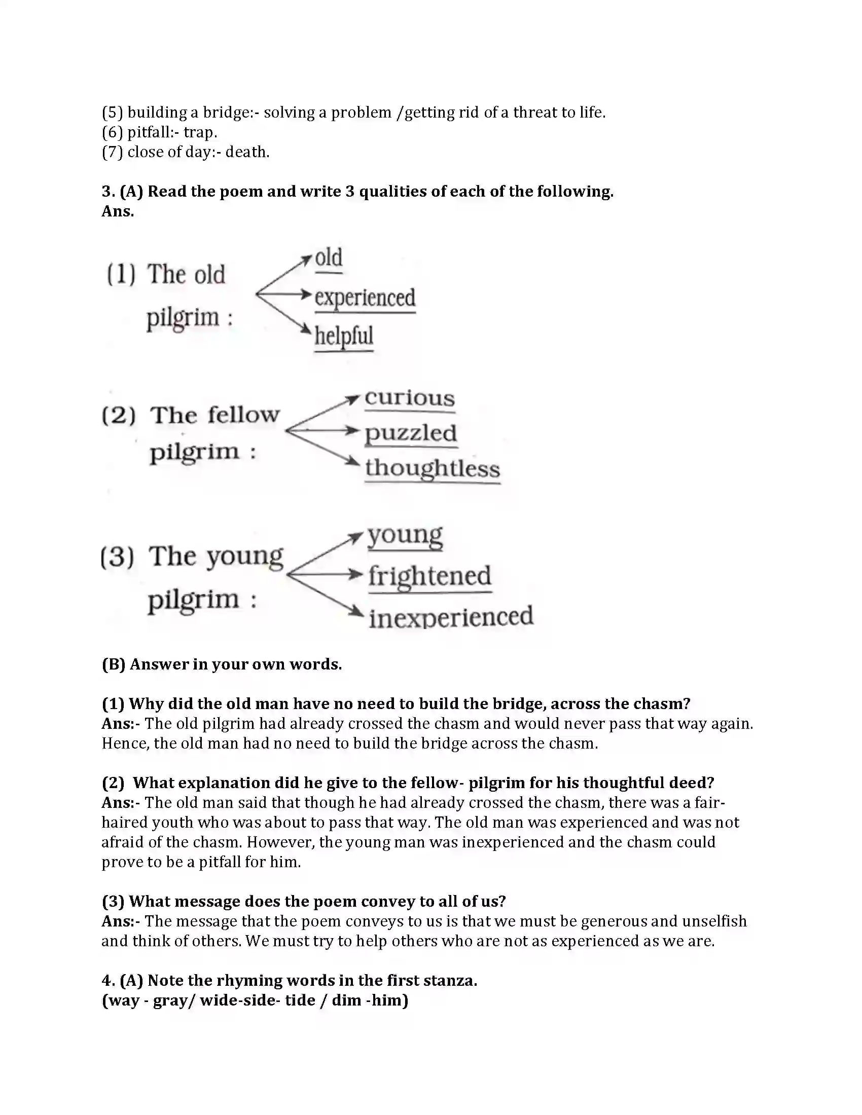Maharashtra Board Class 8th English Bal Bharti 1.3 The pilgrim Revision Note 3