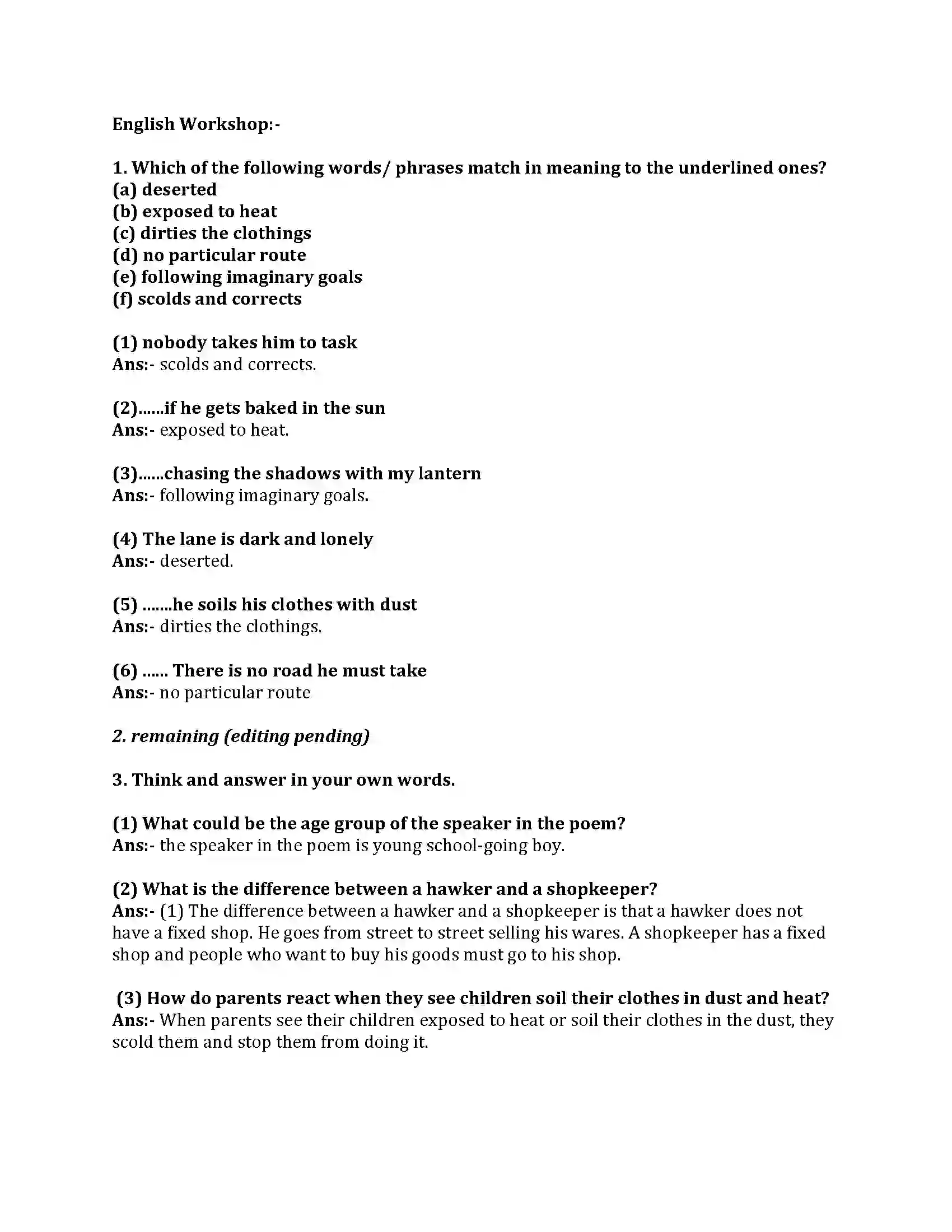 Maharashtra Board Class 8th English Bal Bharti 2.1 Vocation Revision Note 2