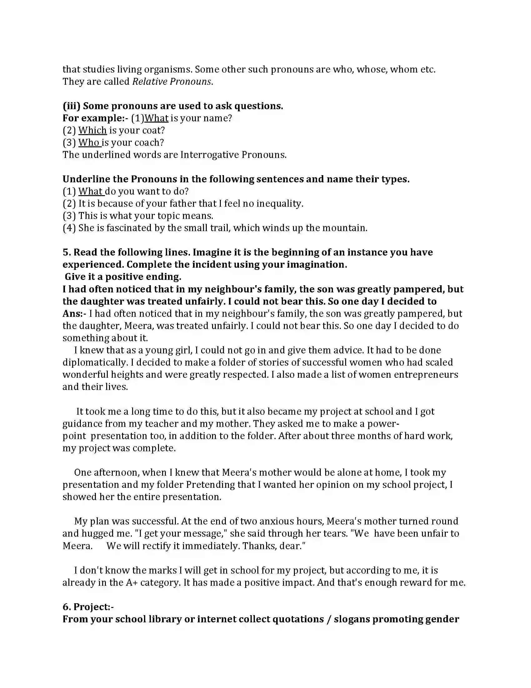 Maharashtra Board Class 8th English Bal Bharti 2.2 Nature Created Man & Woman as Equals Revision Note 5