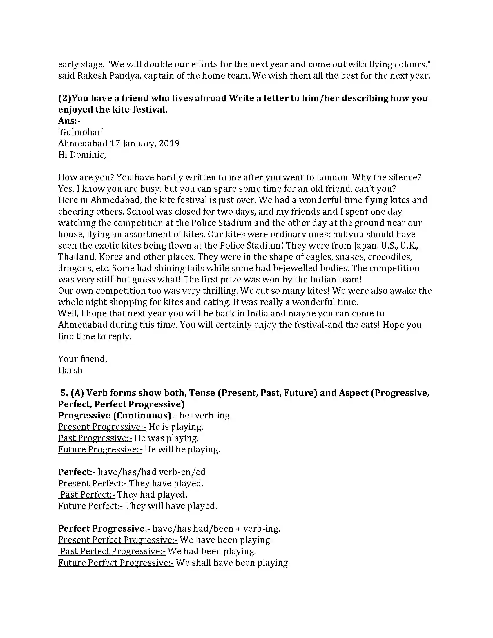 Maharashtra Board Class 8th English Bal Bharti 3.2 The Kite Festival Revision Note 4