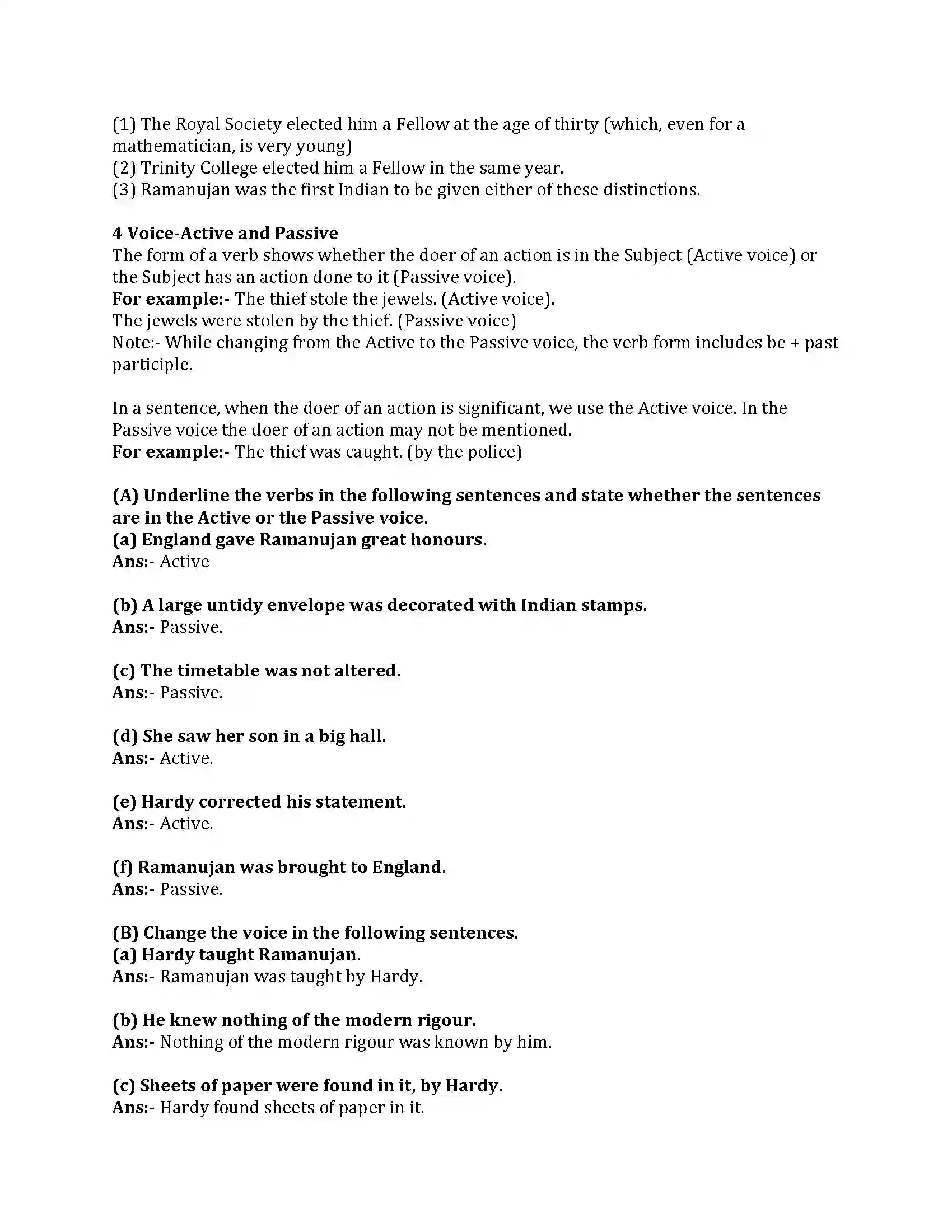 Maharashtra Board Class 8th English Bal Bharti 4.4 Ramanujan Revision Note 4