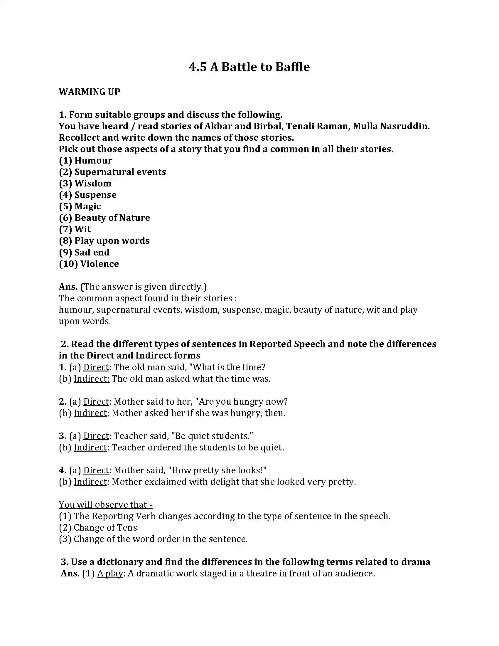 Maharashtra Board Class 8th English Bal Bharti 4.5 A Battle to Baffle Revision Note 1