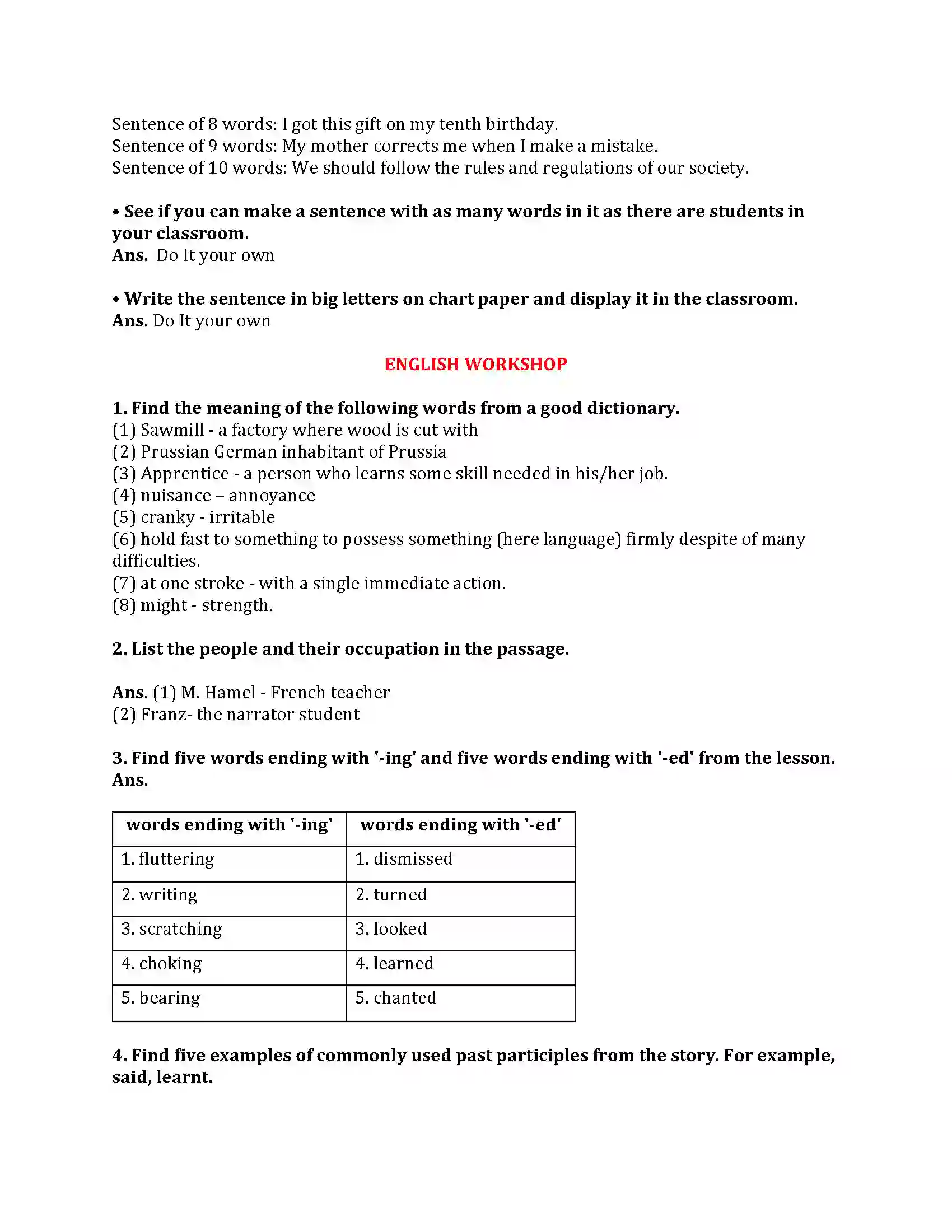 Maharashtra Board Class 9th My English Course Book 4.5 The Last Lesson Revision Note 2