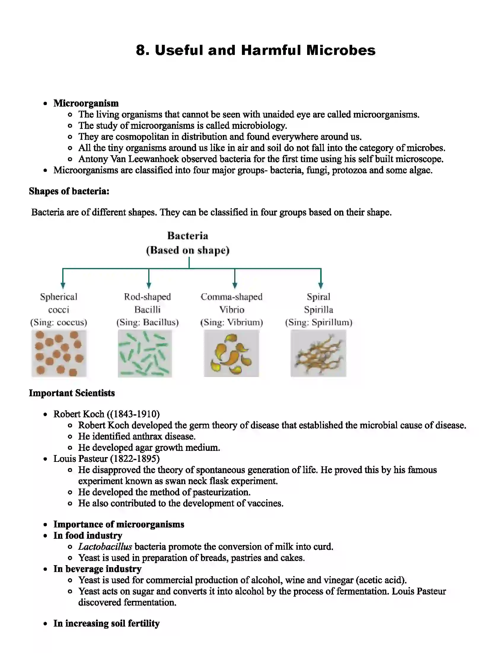 Maharashtra Board Class 9th Science Useful and Harmful Microbes Revision Note 1