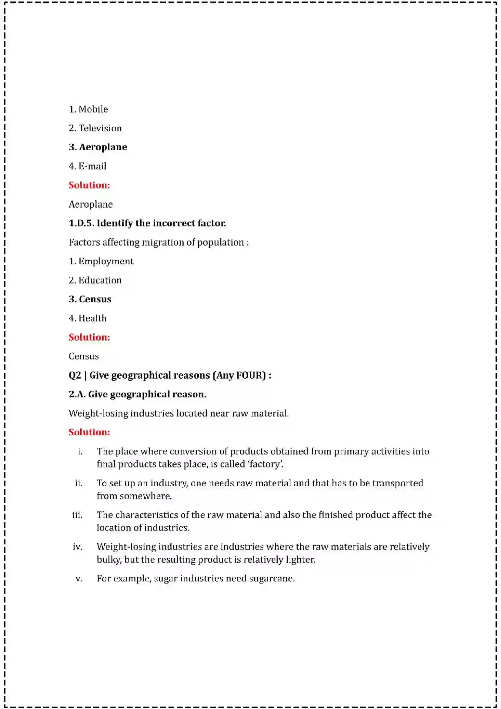 Maharashtra Board Class 12th 2025 Geography Set - 2 - Sample Paper 6