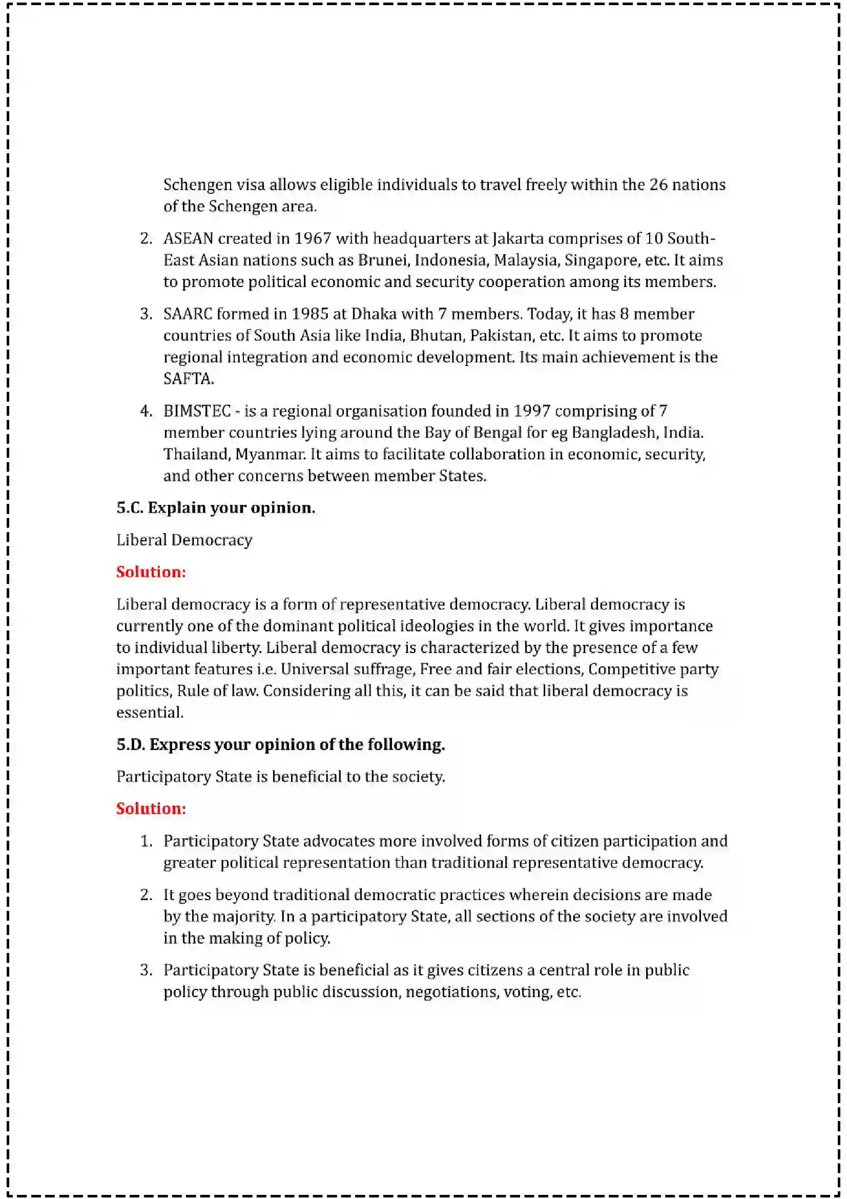 Maharashtra Board Class 12th 2025 Political Science Set - 2 - Sample Paper 13