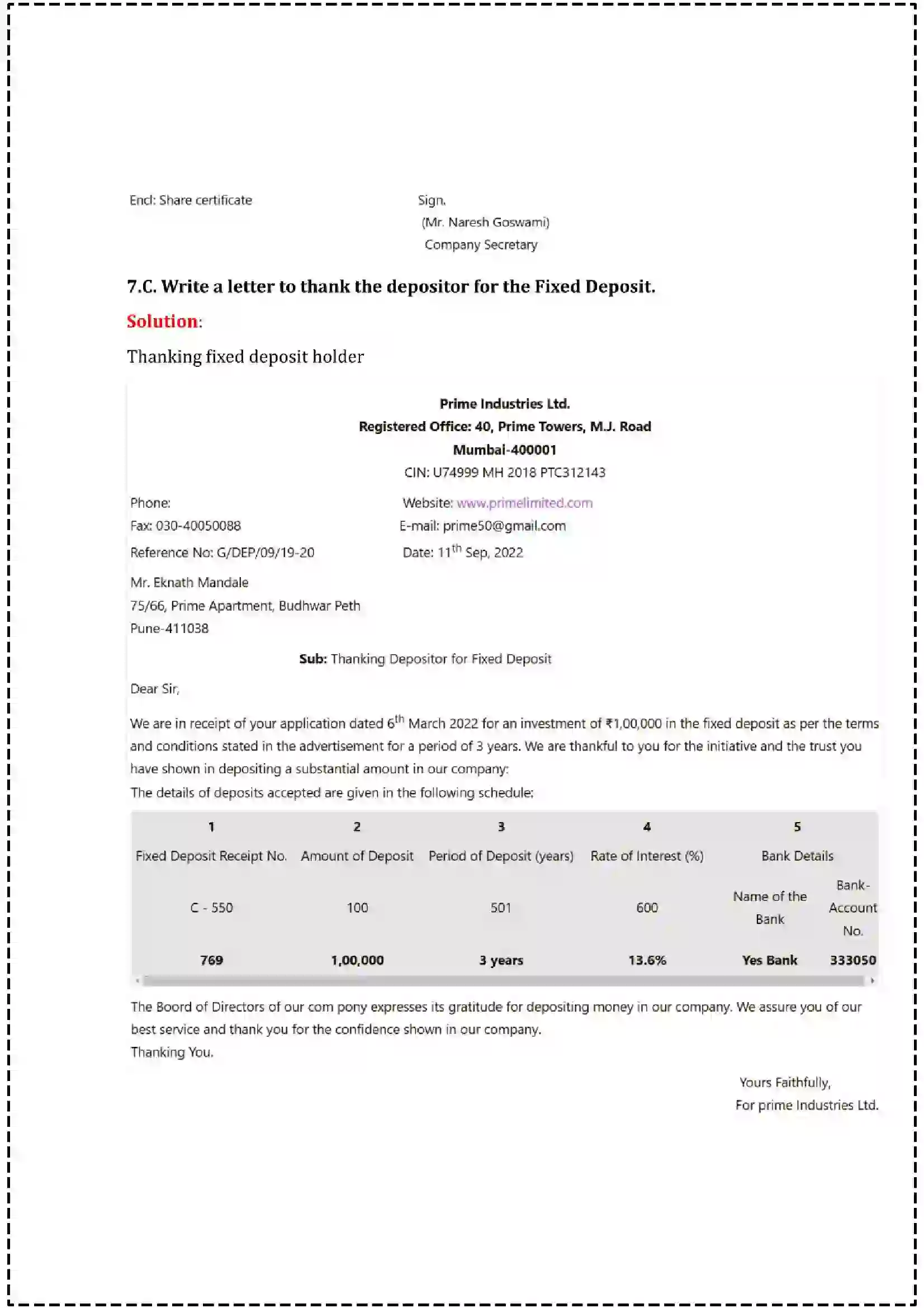 Maharashtra Board Class 12th 2025 Secretarial Practice Set - 1 - Sample Paper 20