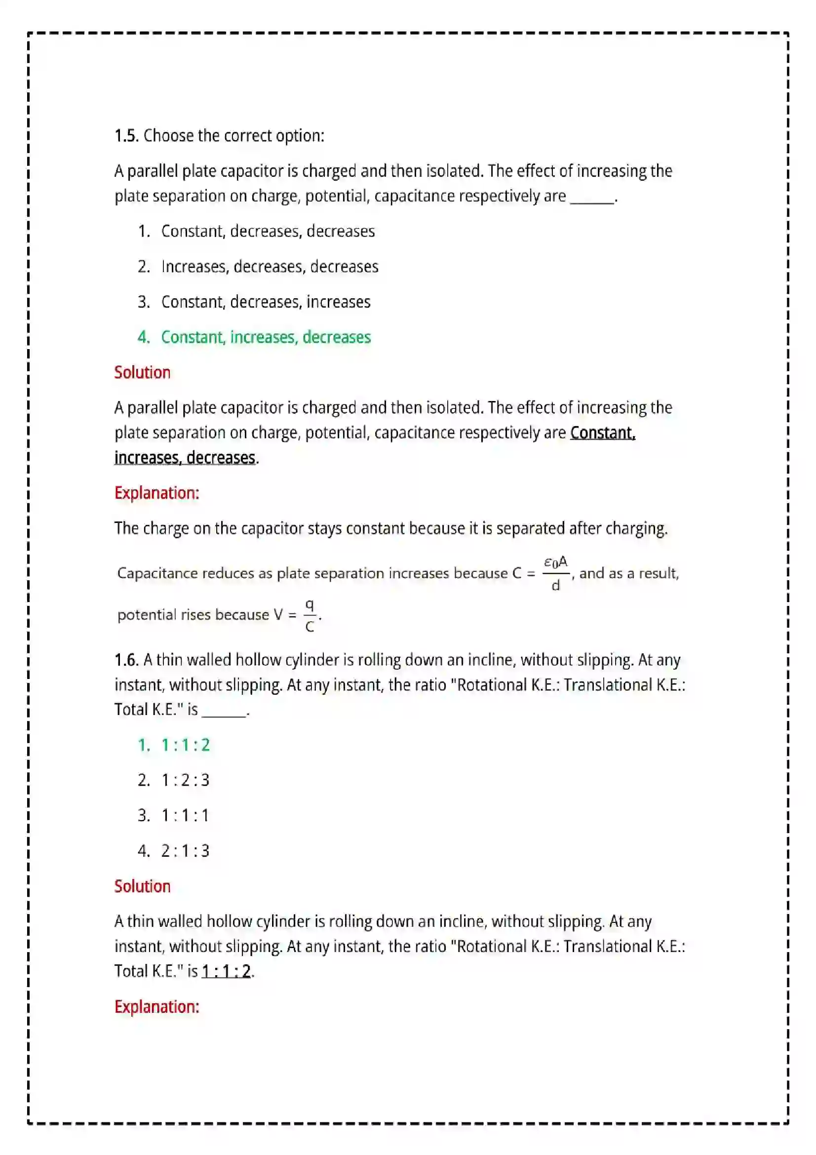 Maharashtra Board Class 12th 2025 Physics Set - 1 - Sample Paper 6