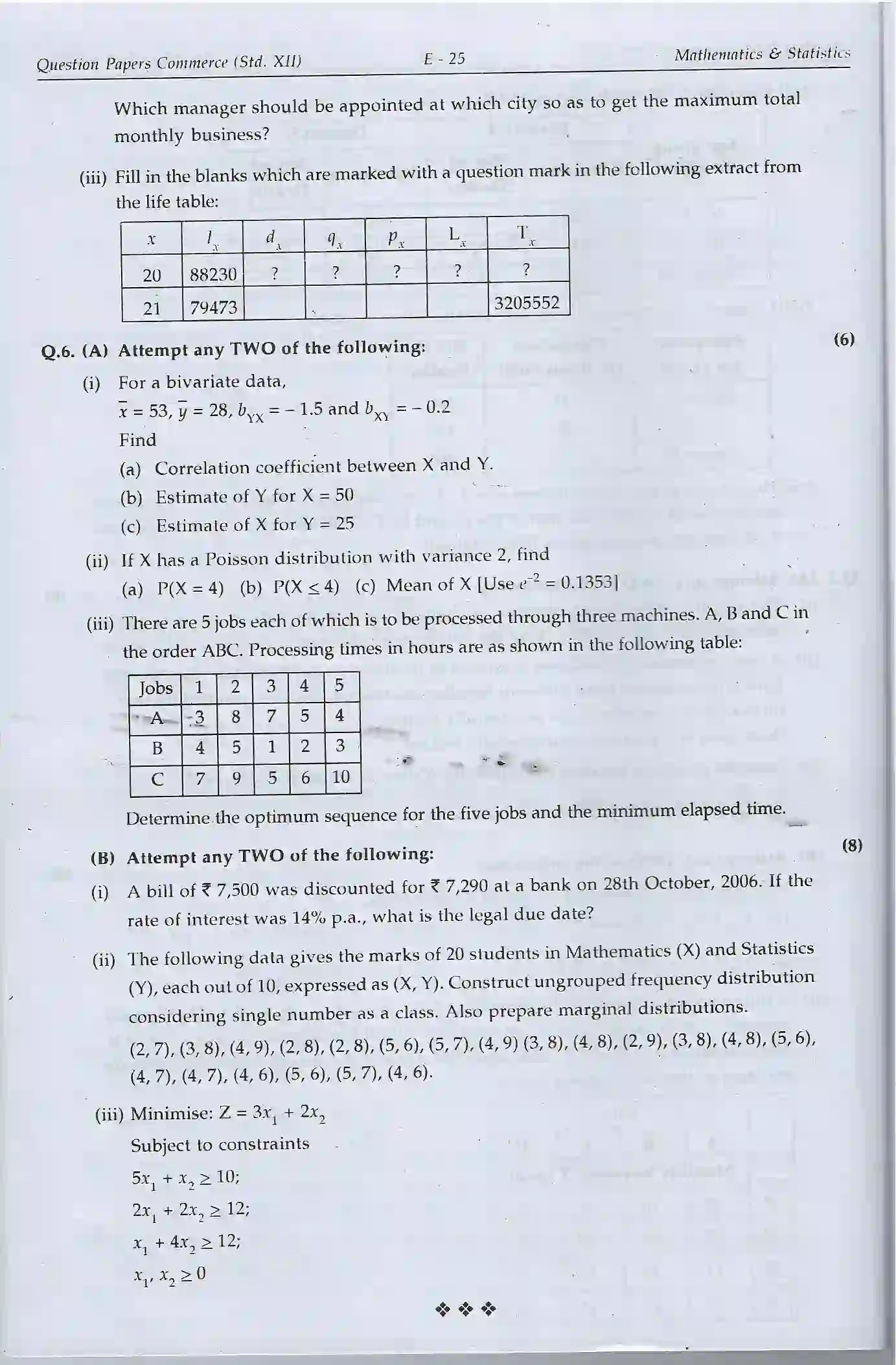 Maharashtra Board Class 12th 2025 Maths & Statistics Sample Paper 4