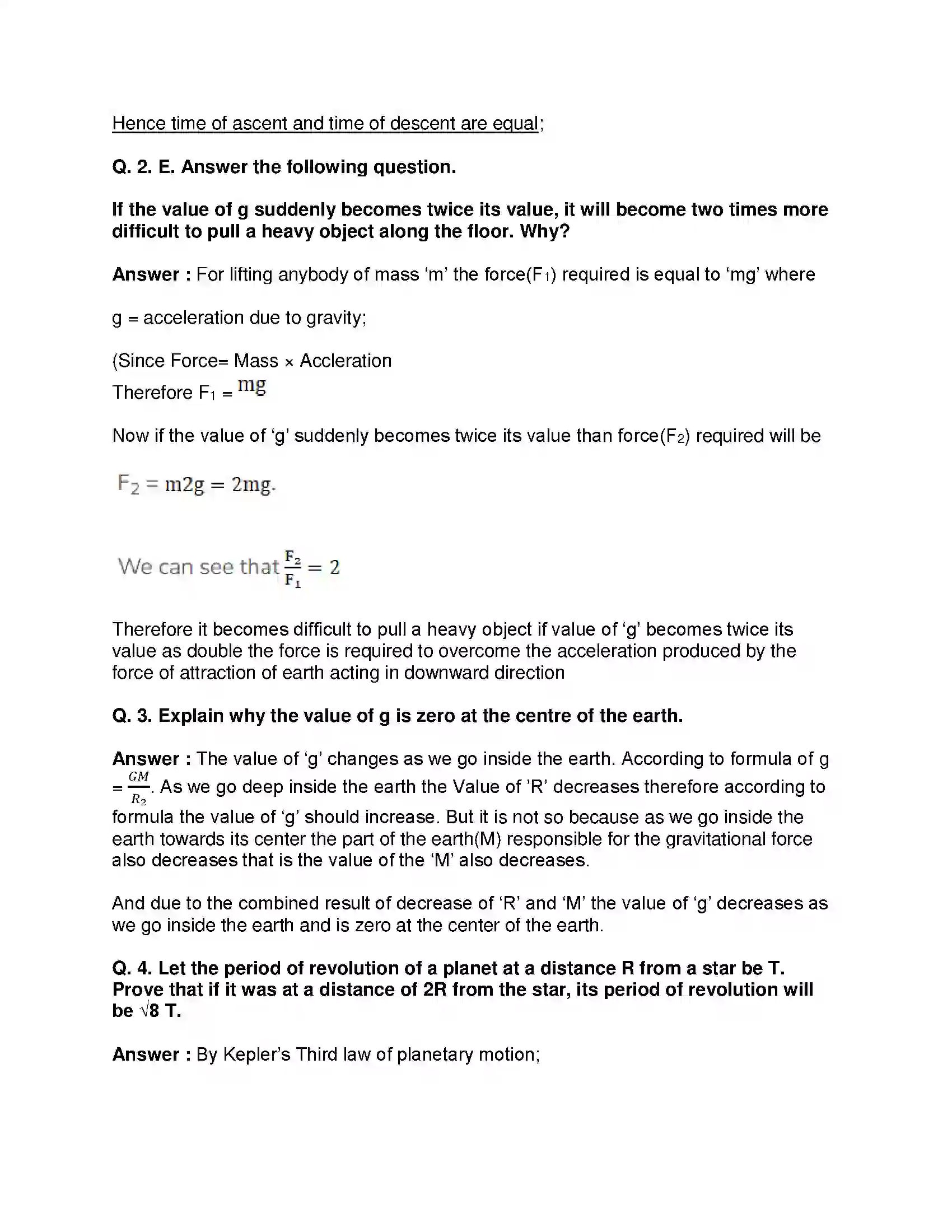 Maharashtra Board Class 10th Science & Technology-I - English Medium Gravitation Solution 10