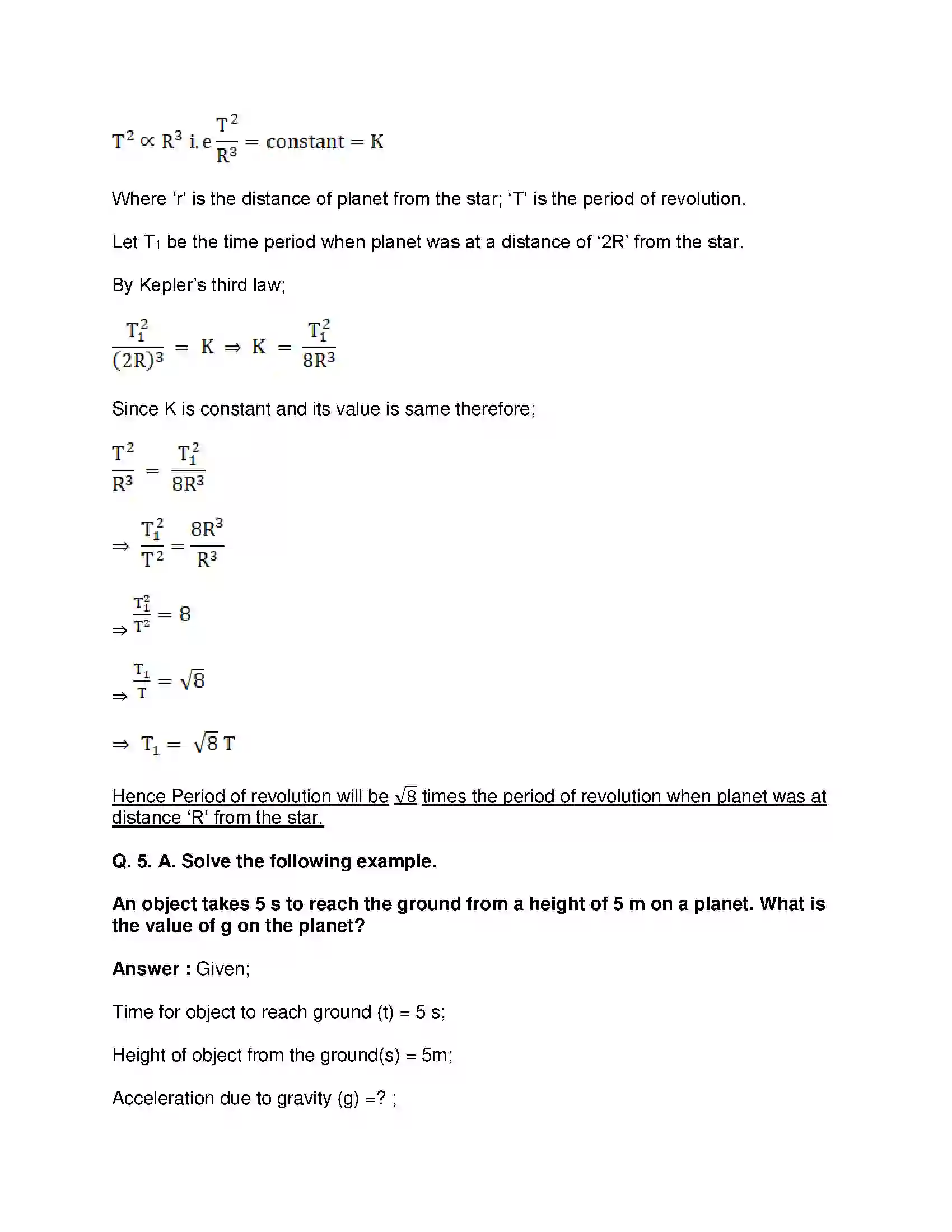 Maharashtra Board Class 10th Science & Technology-I - English Medium Gravitation Solution 11