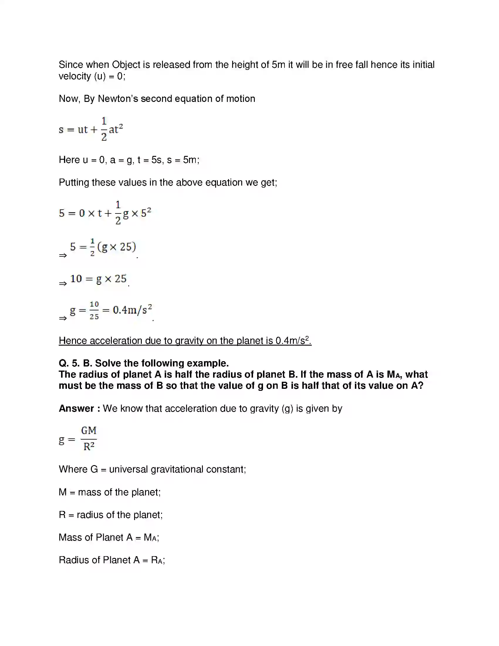 Maharashtra Board Class 10th Science & Technology-I - English Medium Gravitation Solution 12