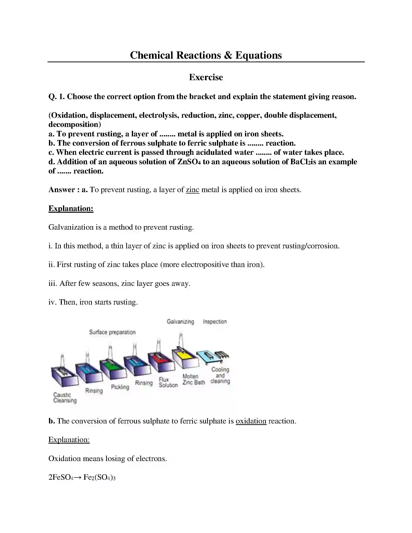 Maharashtra Board Class 10th Science & Technology-I - English Medium Chemical Reactions & Equations Solution 1