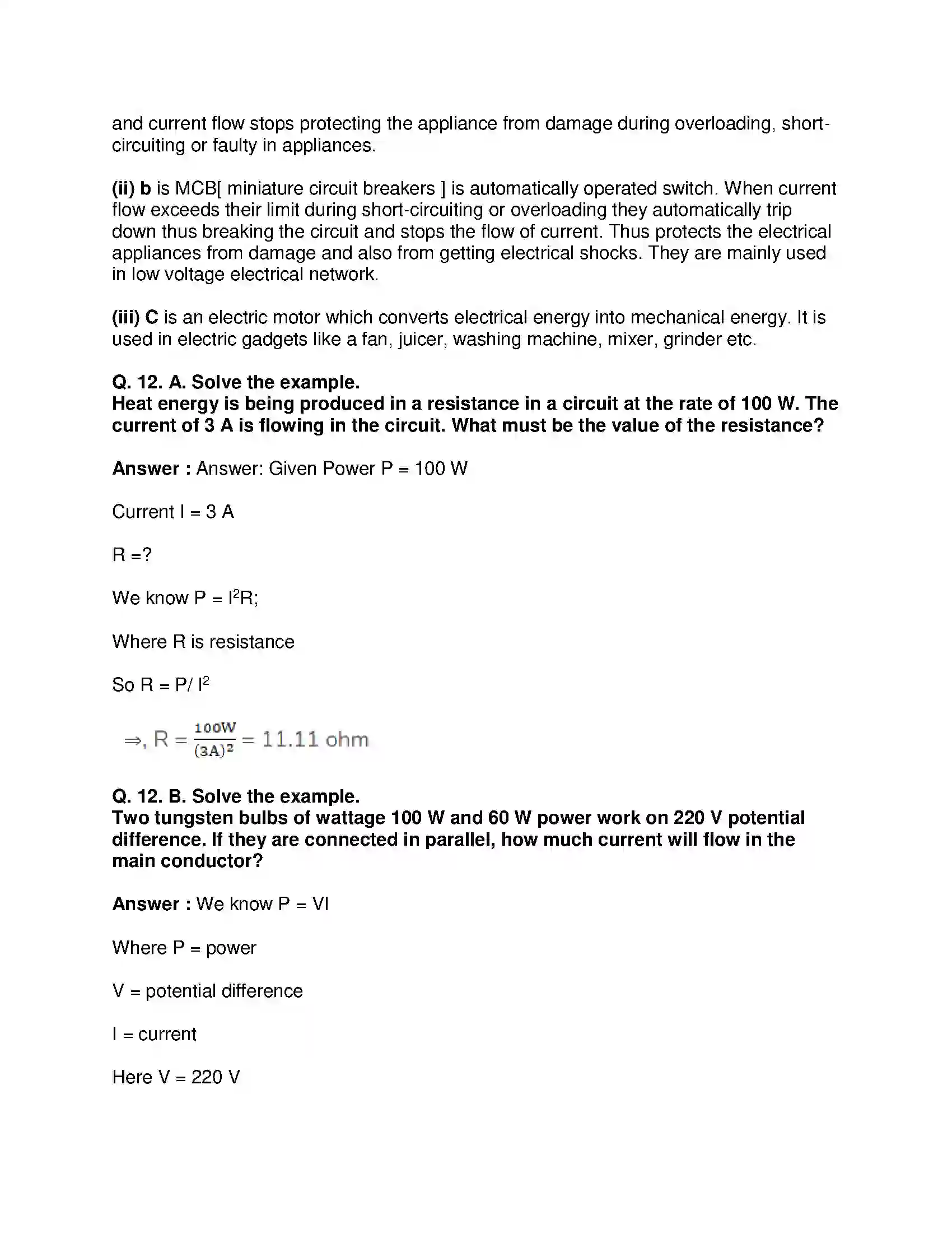 Maharashtra Board Class 10th Science & Technology-I - English Medium Effects of Electric Current Solution 10
