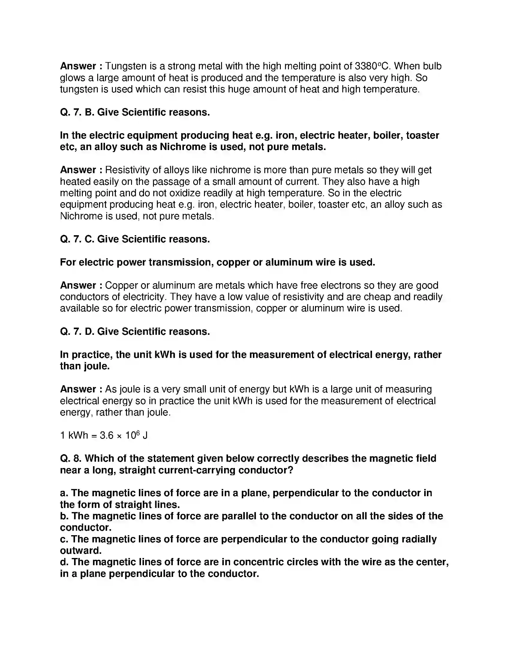 Maharashtra Board Class 10th Science & Technology-I - English Medium Effects of Electric Current Solution 6