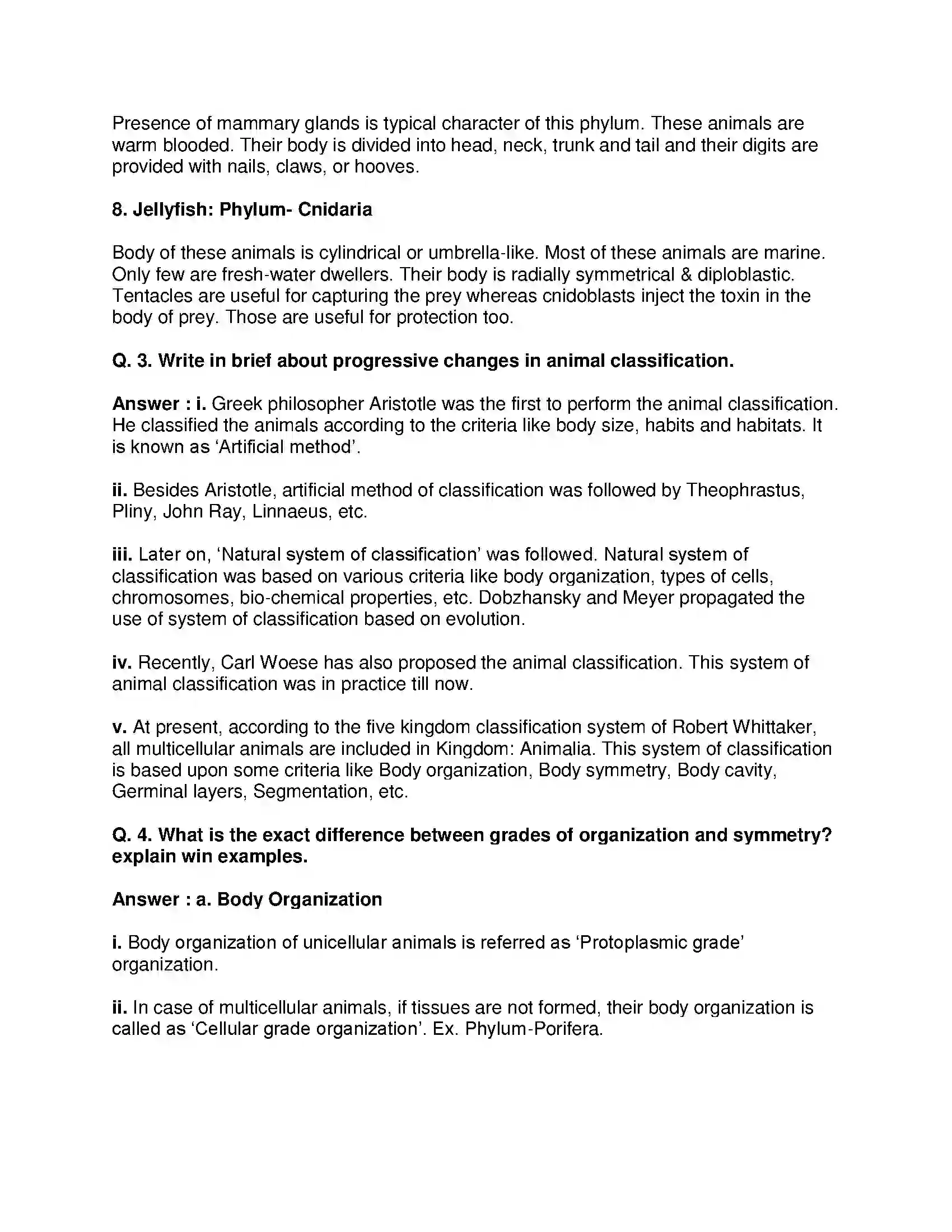 Maharashtra Board Class 10th Science & Technology-II - English Medium Animal Classification Solution 3