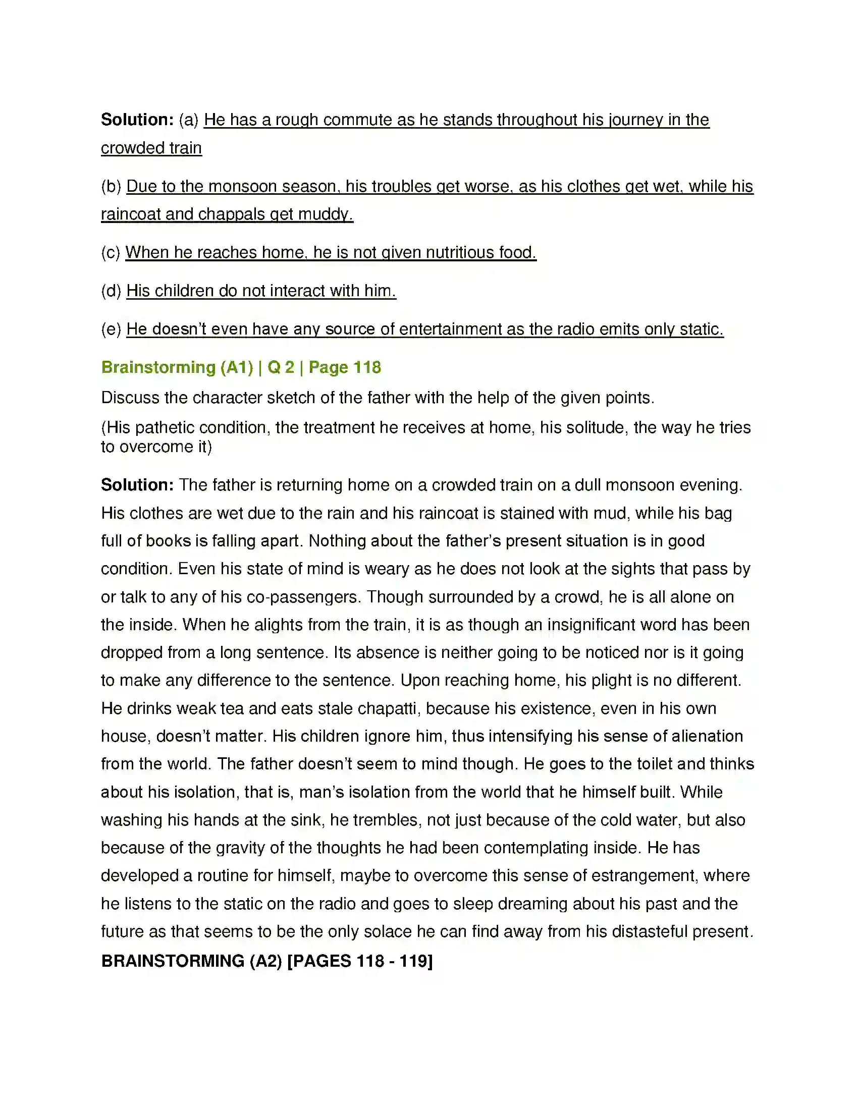 Maharashtra Board Class 12th English Father Returning Home Solution 4